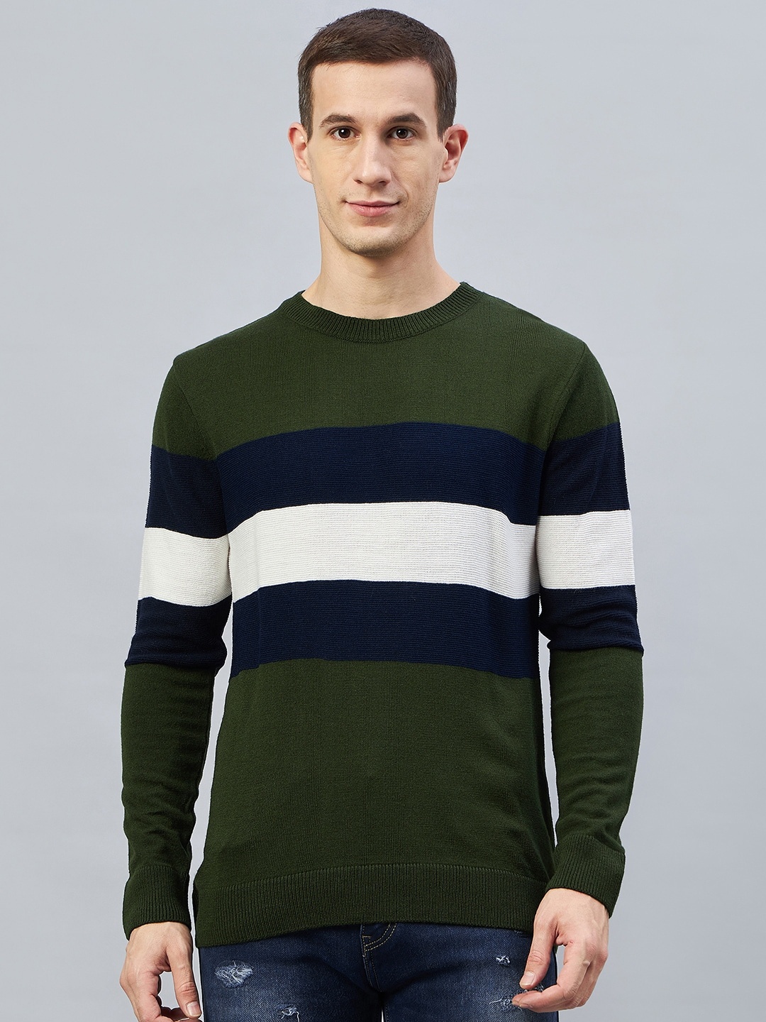 

Club York Colourblocked Acrylic Pullover, Olive