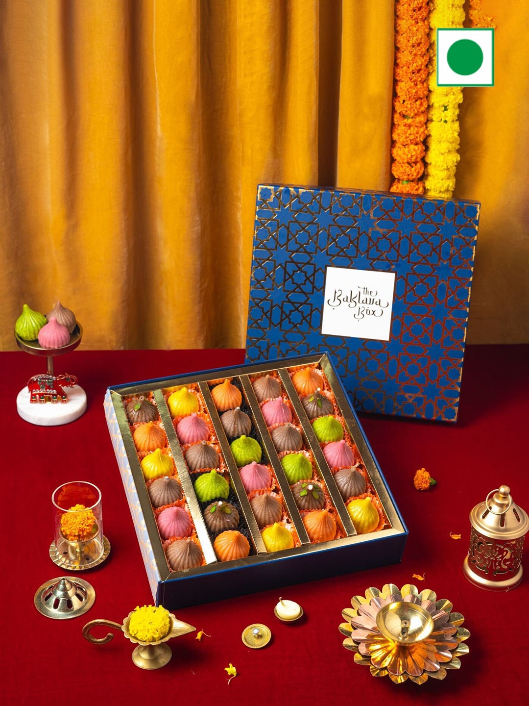 

The Baklava Box Assorted Flavoured Modaks Sweets-750 gms, Blue