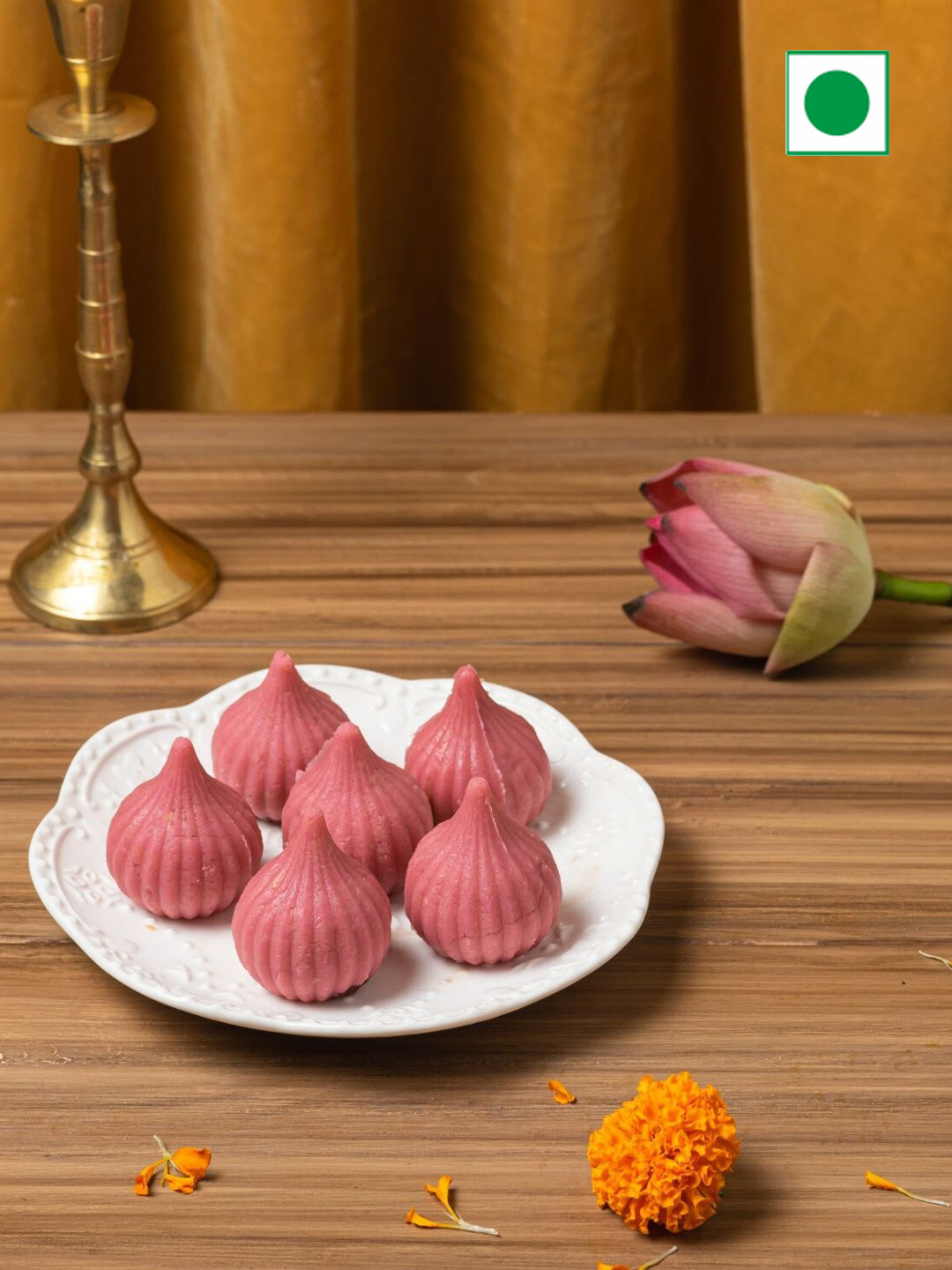 

The Baklava Box Strawberry Modak Sweets-500gm, Blue