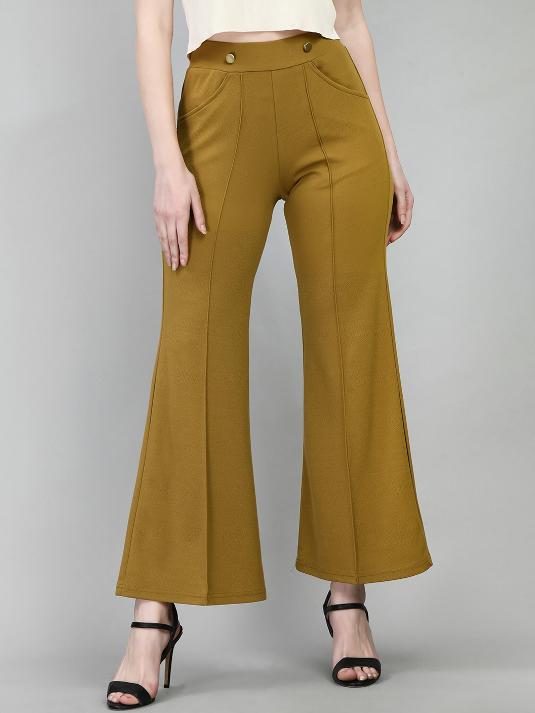 

Moshe Women Relaxed High-Rise Bootcut Trousers, Khaki