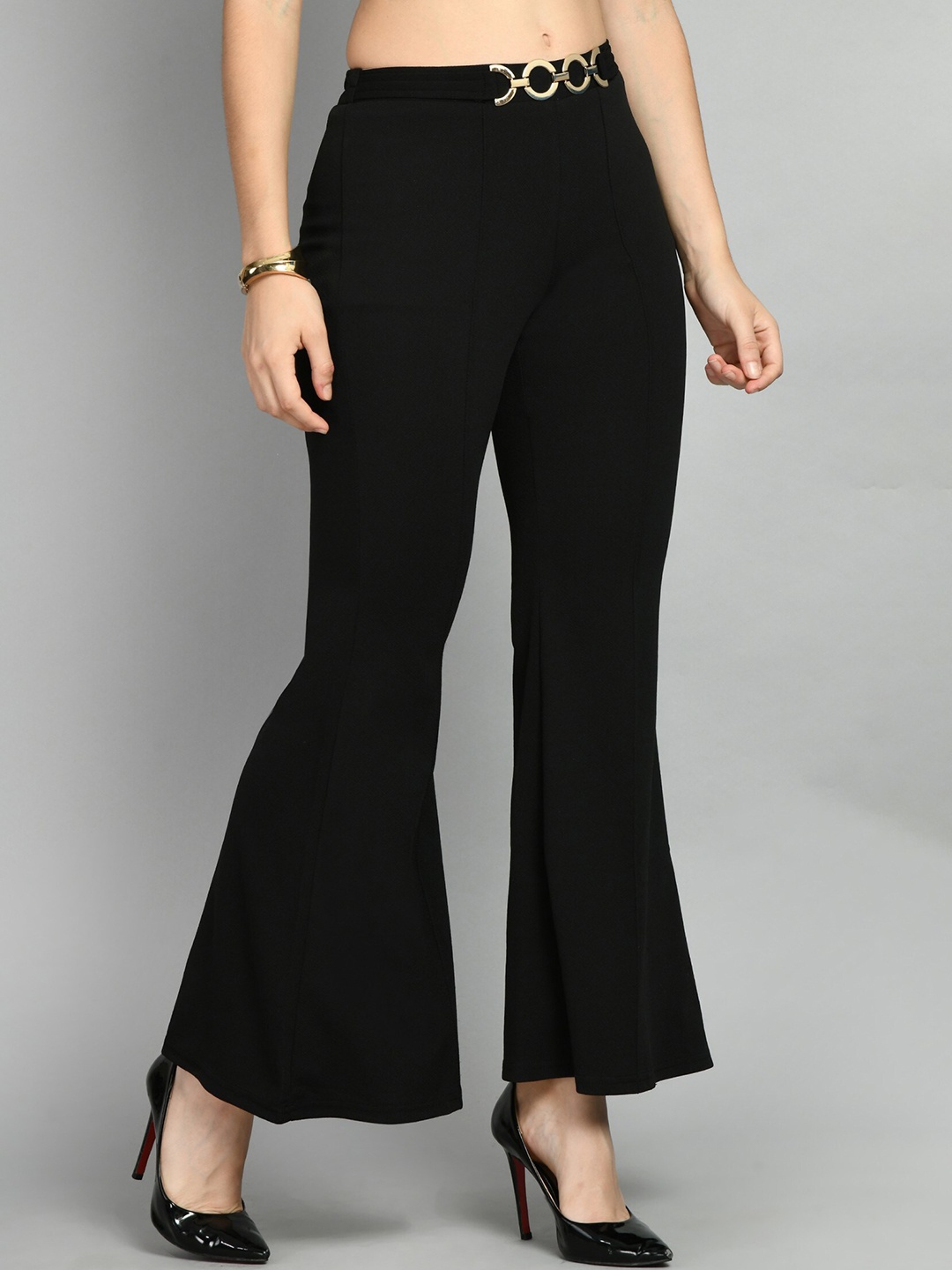 

Moshe Women Relaxed High-Rise Bootcut Trousers, Black