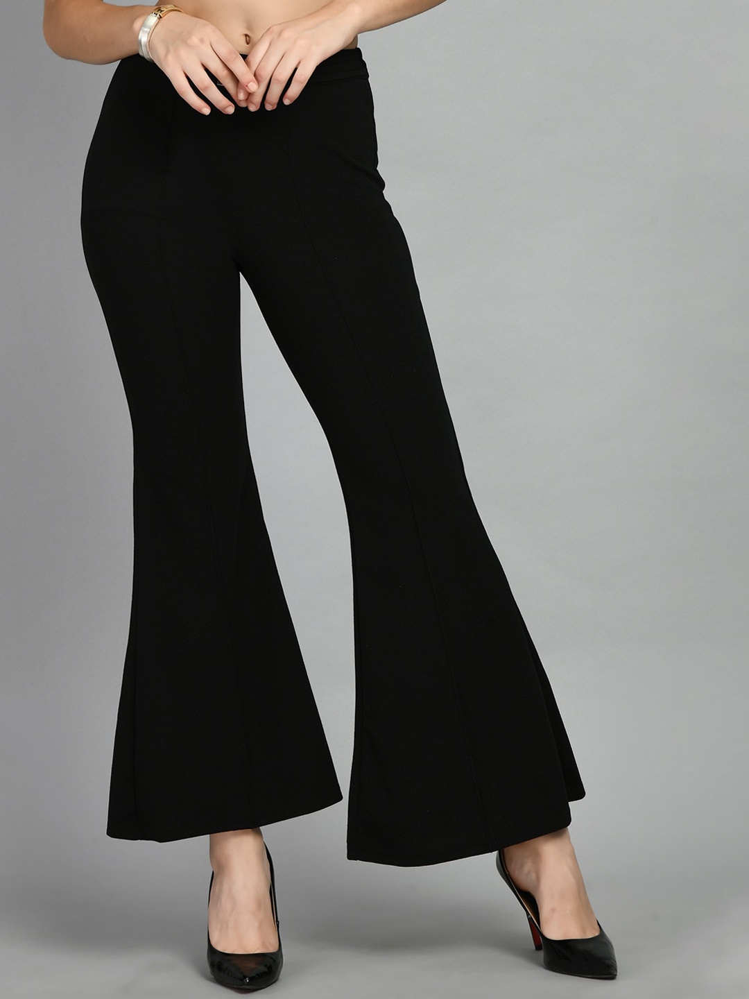 

Moshe Women Relaxed High-Rise Bootcut Trousers, Black