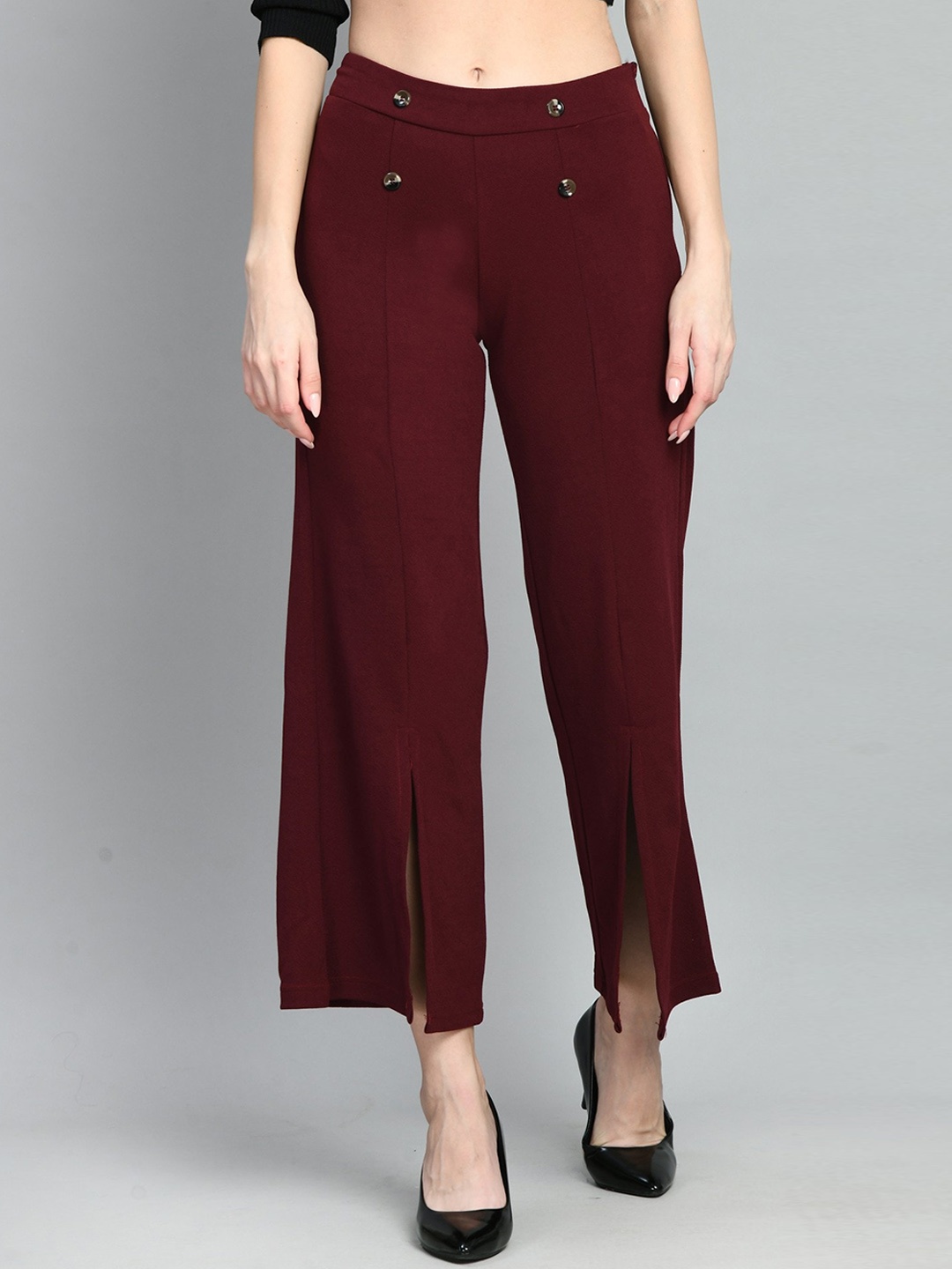 

Moshe Women Relaxed High-Rise Bottom Slit Trousers, Purple