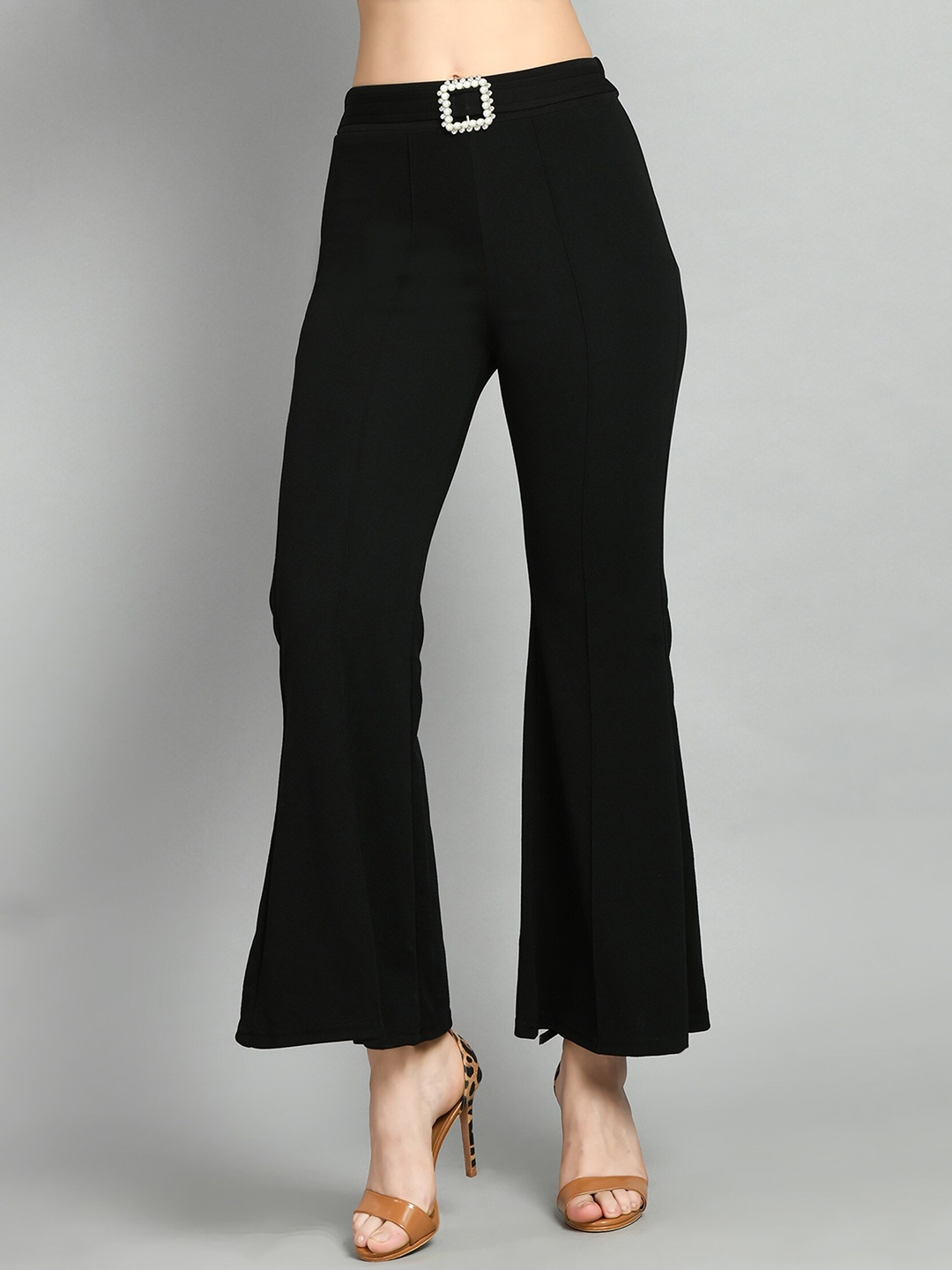 

Moshe Women Relaxed High-Rise Bootcut Trousers, Black