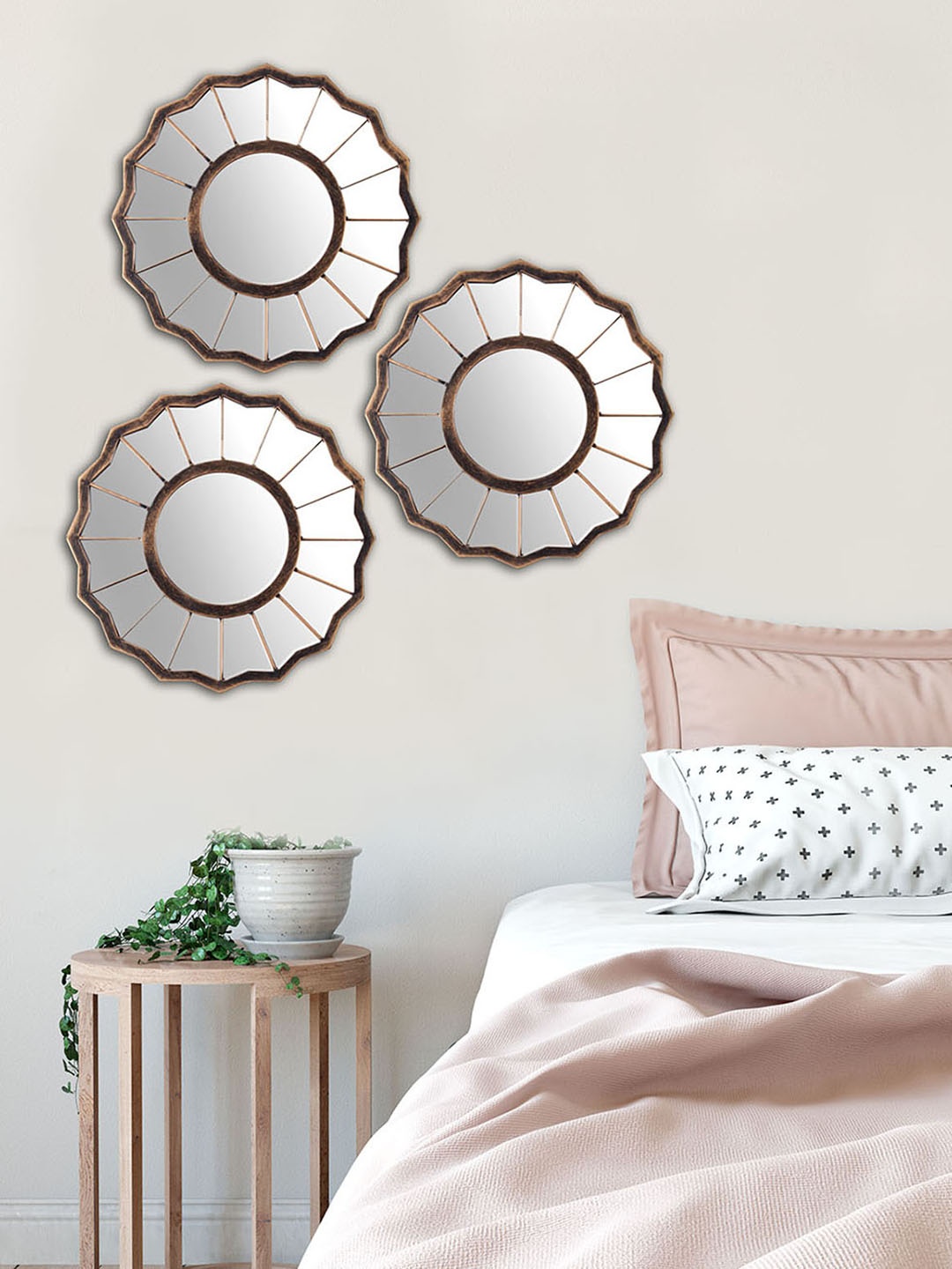 

Art Street Unisex Copper-Toned Set of 3 Decorative Wall Mirror