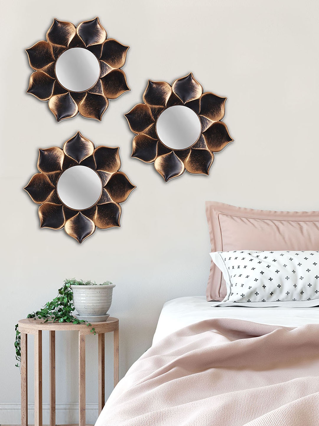 

Art Street Unisex Copper-Toned Set of 3 Decorative Wall Mirror