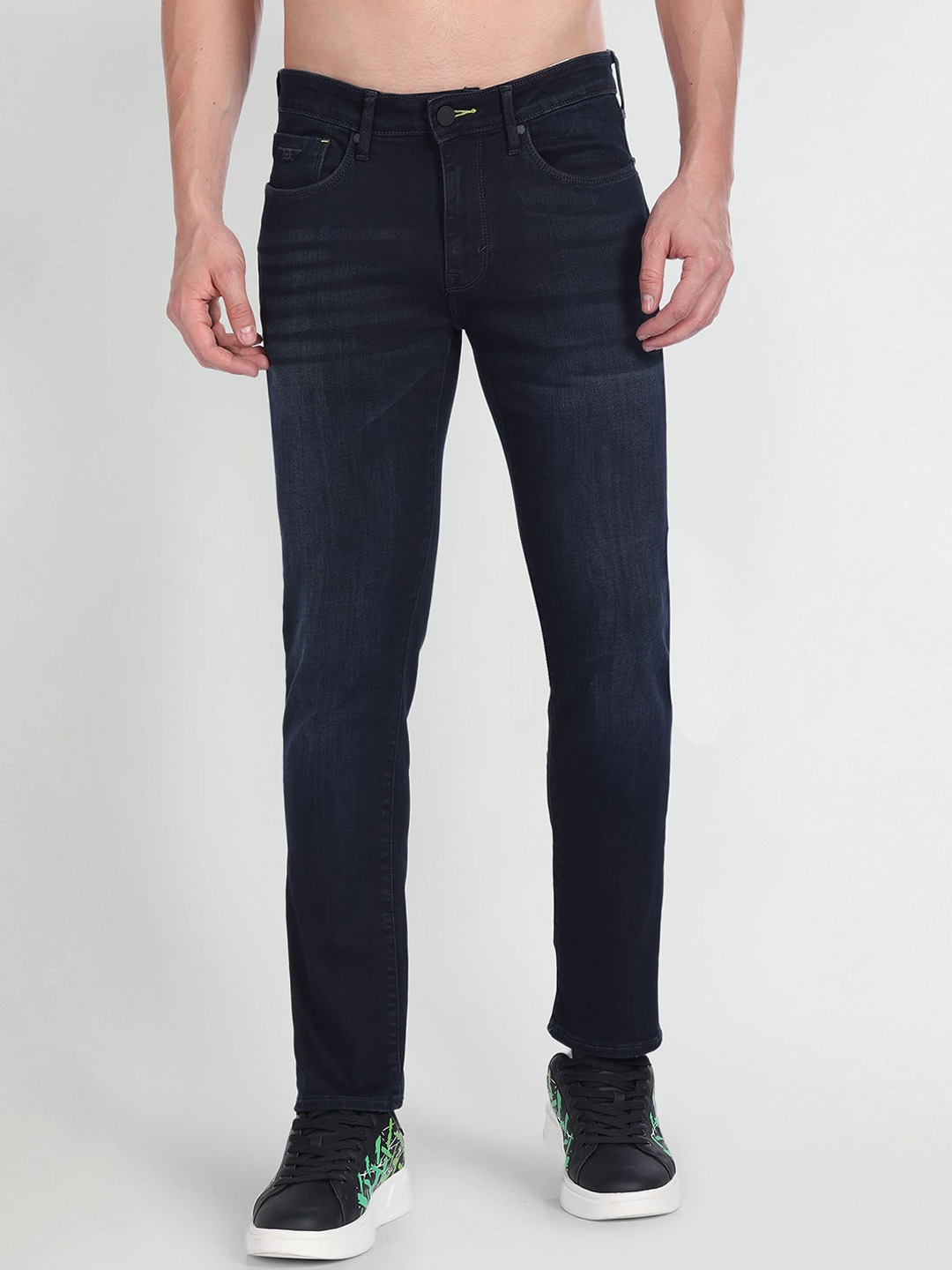 

Flying Machine Men Tapered Fit Mid-Rise Stretchable Jeans, Blue