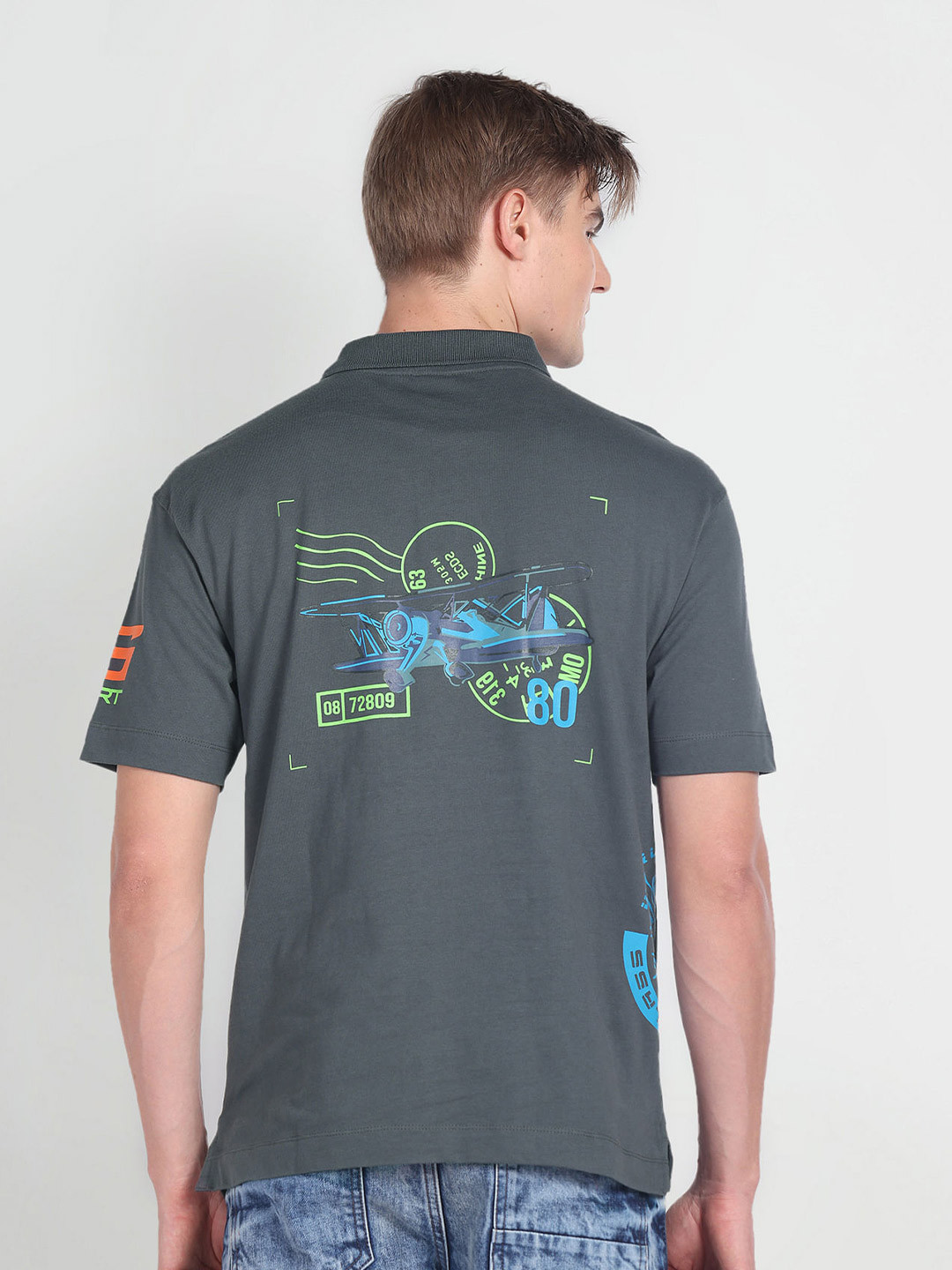 

Flying Machine Typography Printed Pure Cotton T-shirt, Grey