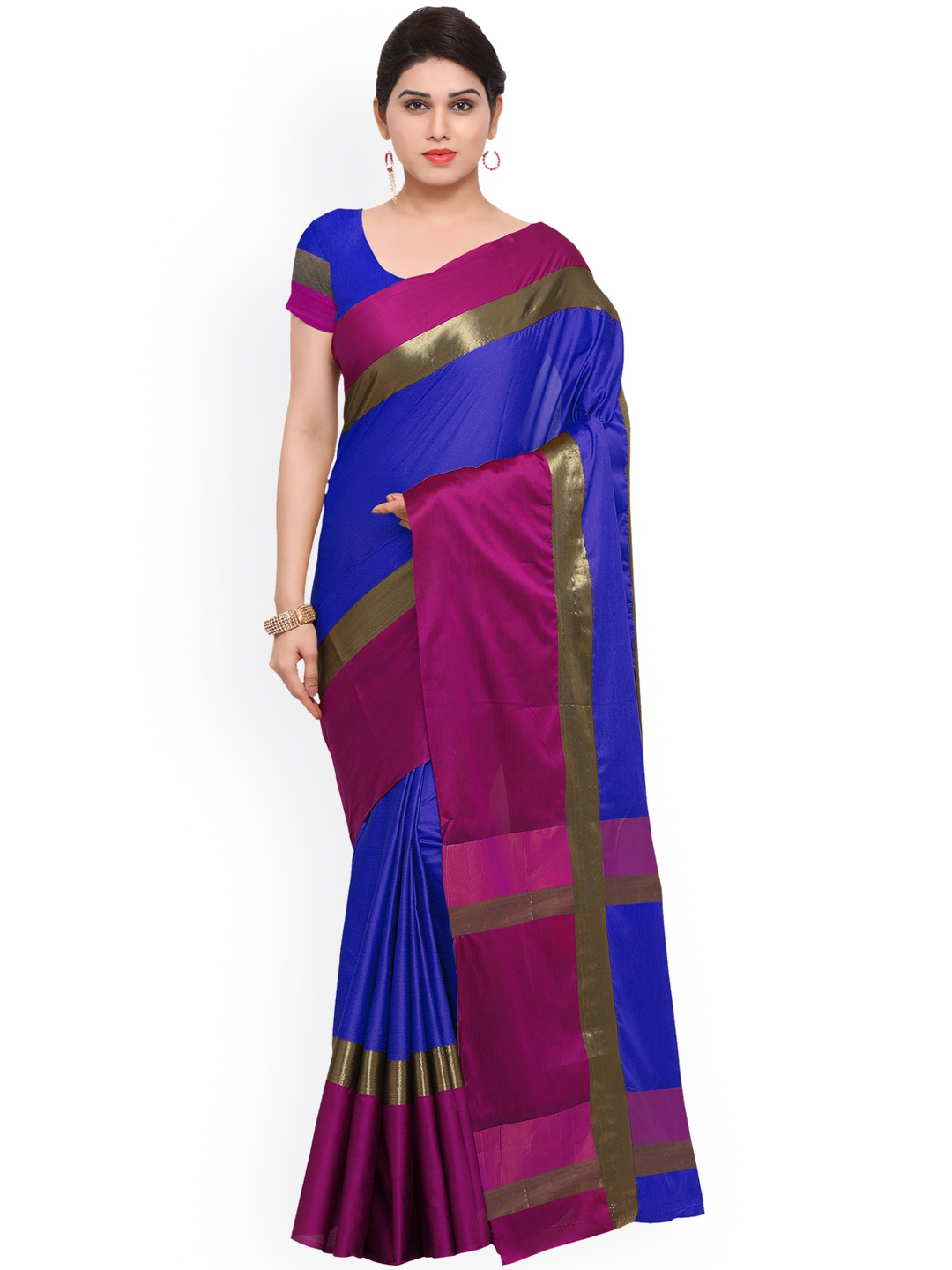 

Saree mall Blue & Purple Art Silk Woven Design Saree