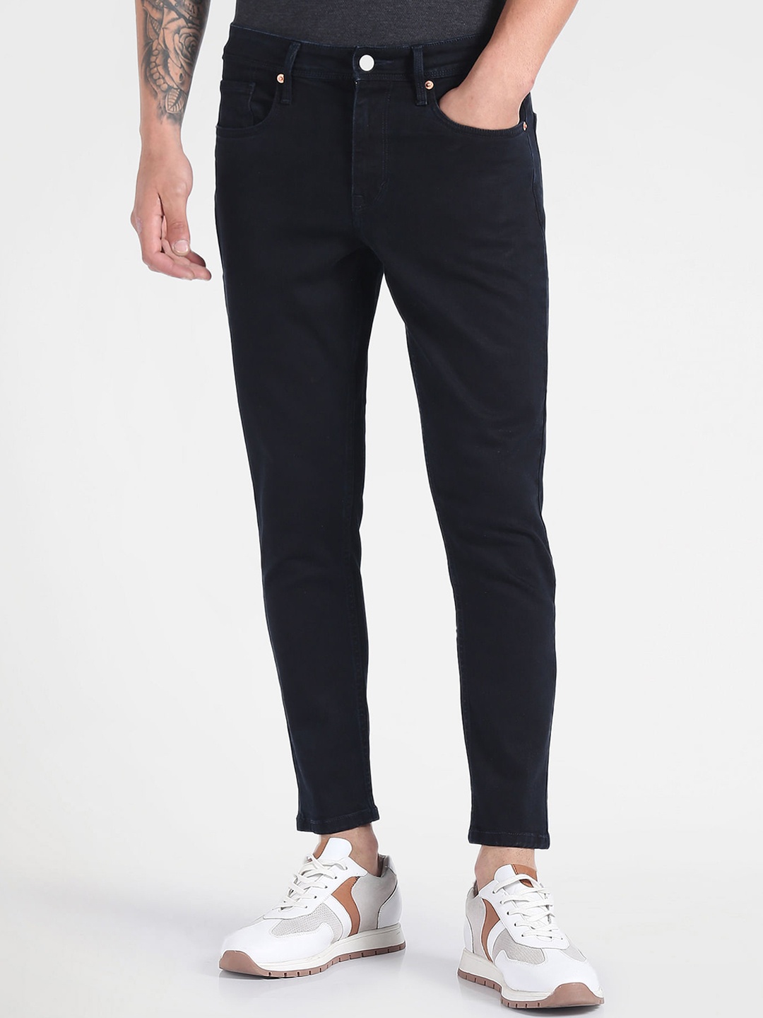

Flying Machine Men Tapered Fit High-Rise Stretchable Jeans, Blue