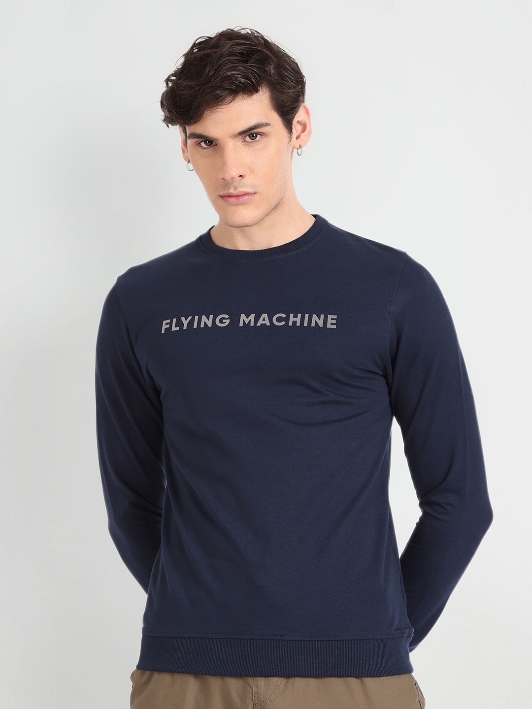 

Flying Machine Typography Printed Cotton Sweatshirt, Blue