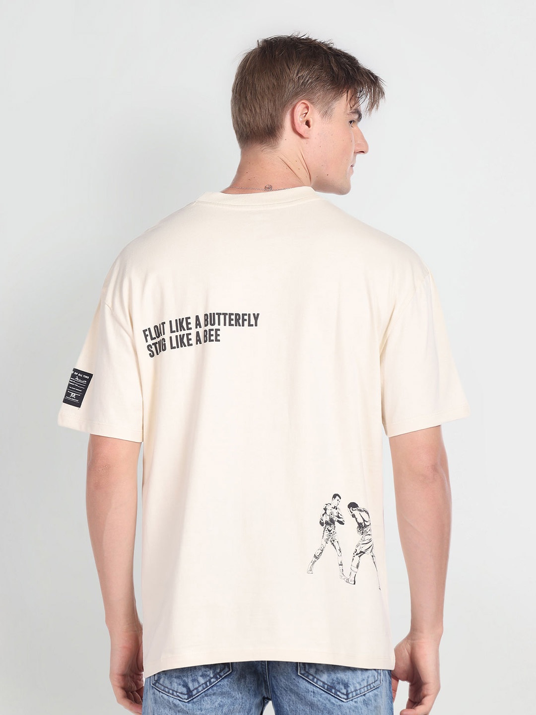 

Flying Machine Graphic Printed Round Neck Oversized Cotton T-Shirt, White