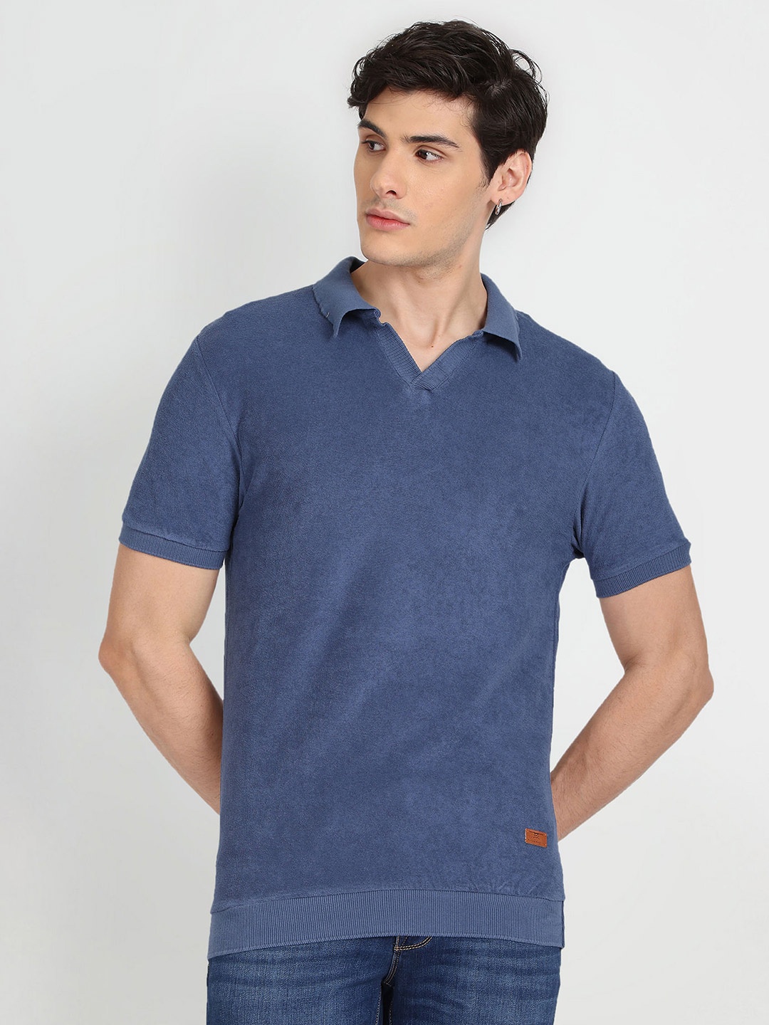 

Flying Machine Polo Collar Short Sleeve Cotton T-Shirt, Blue