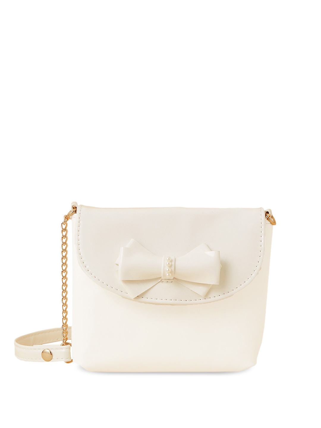 Accessorize Girls Bow Detail Structured Sling Bag, Off white