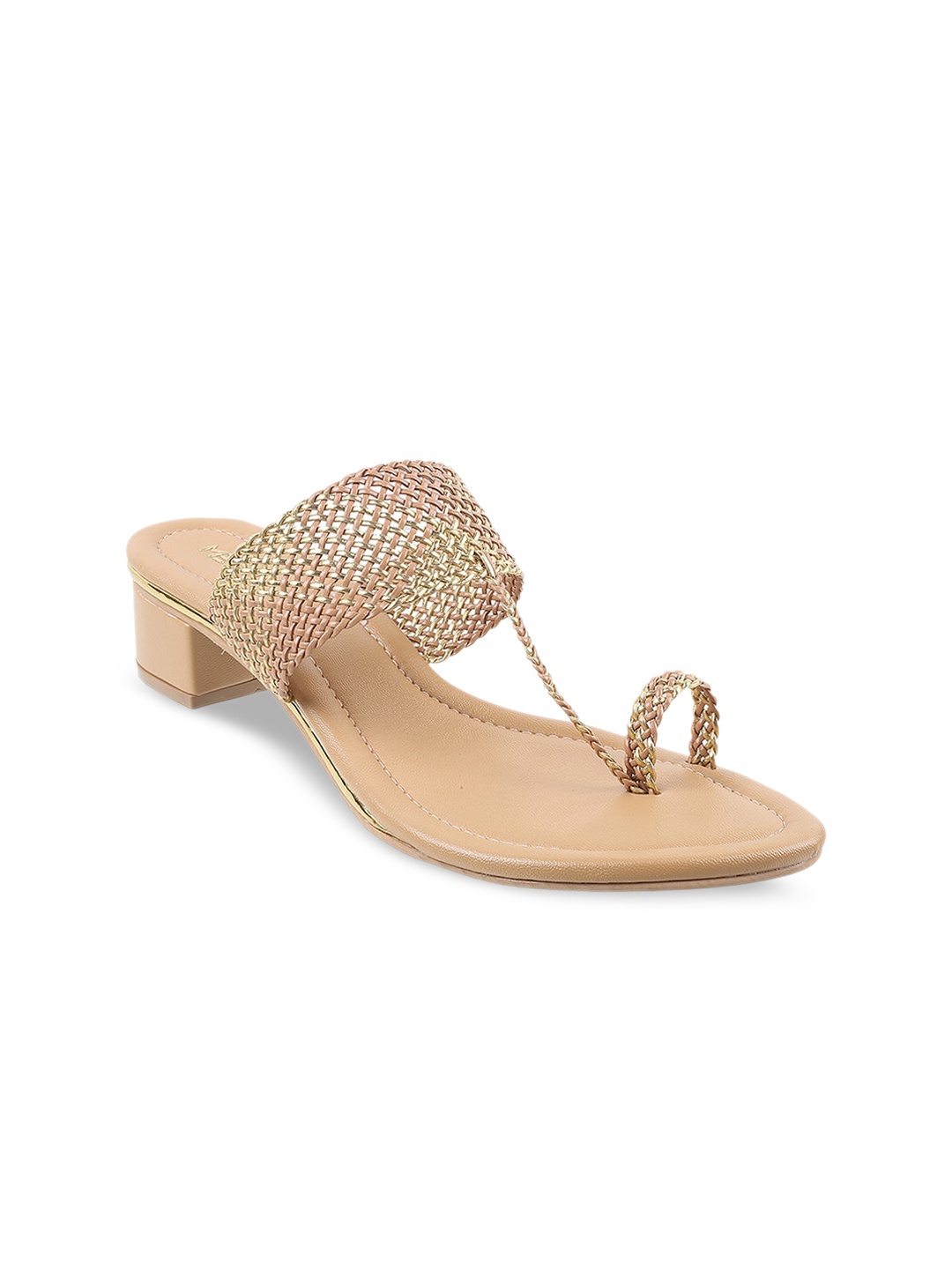 

Metro Textured Ethnic Block Heels, Beige