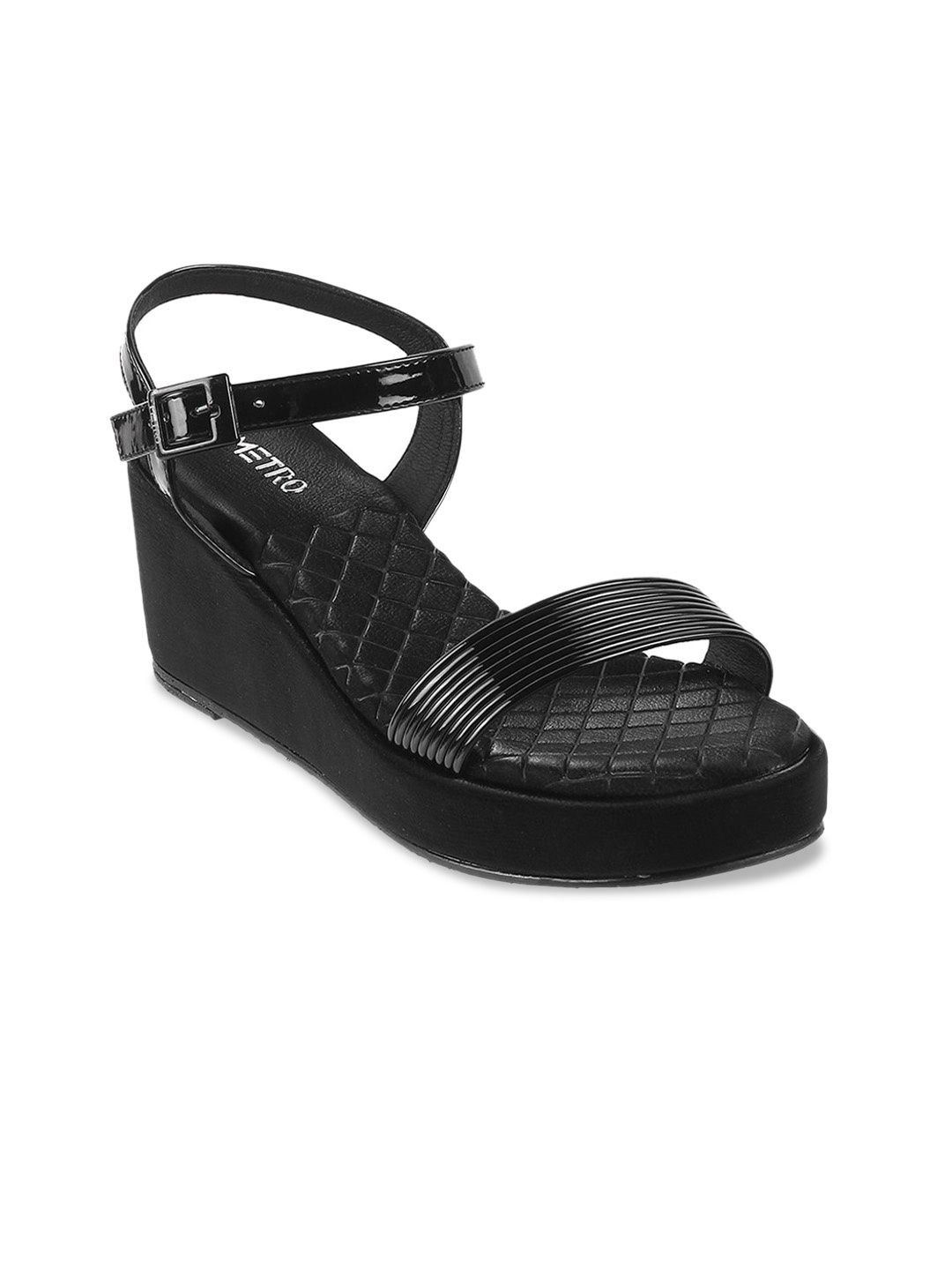 

Metro Textured Wedge Heels With Backstrap, Black
