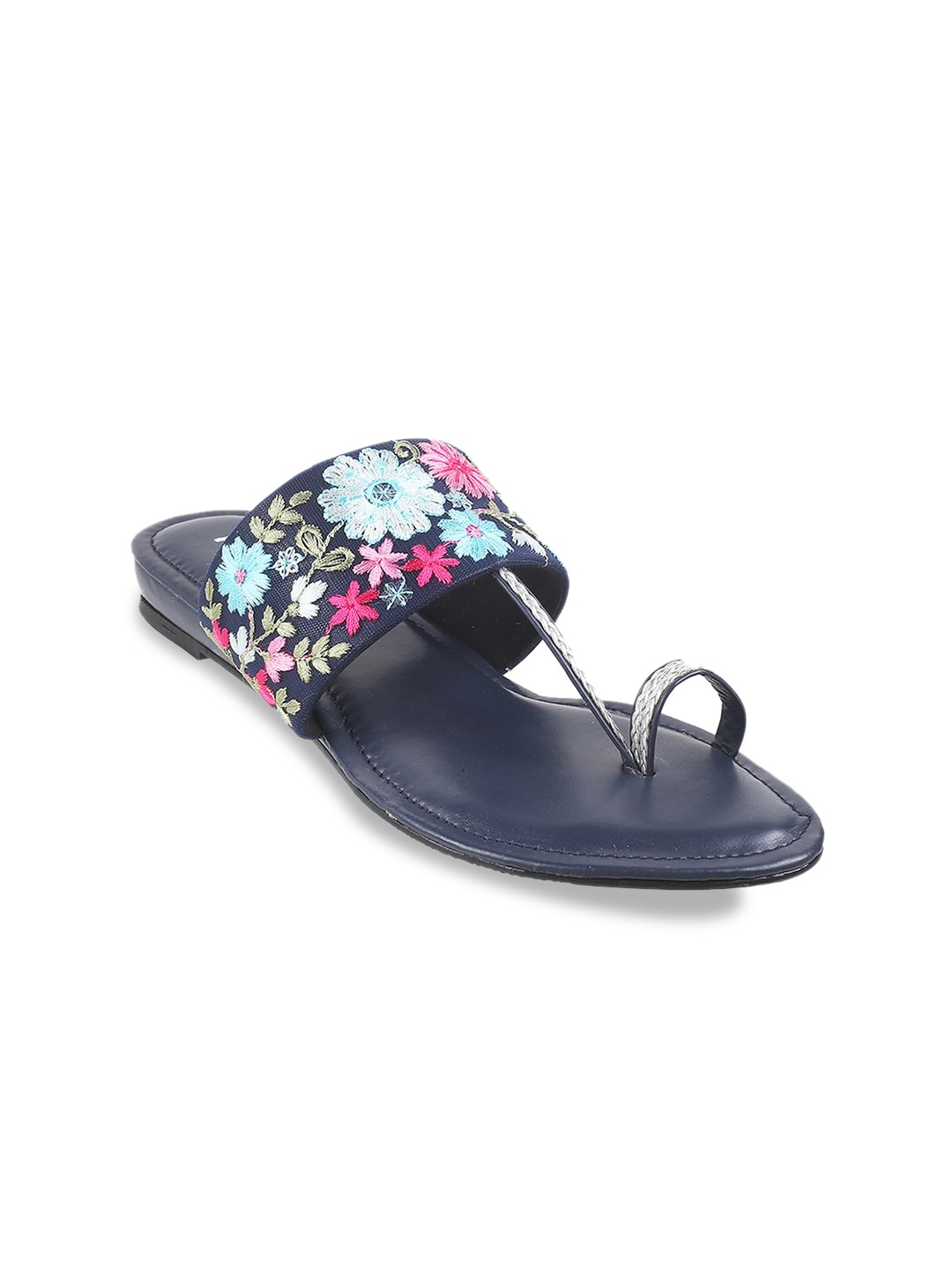 

Mochi Ethnic Embellished One Toe Flats, Blue