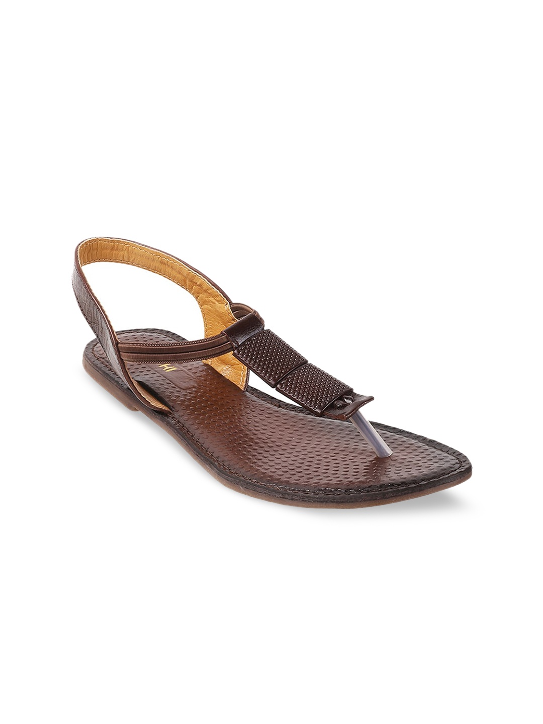 

Mochi Open Toe Flats With Backstrap, Brown