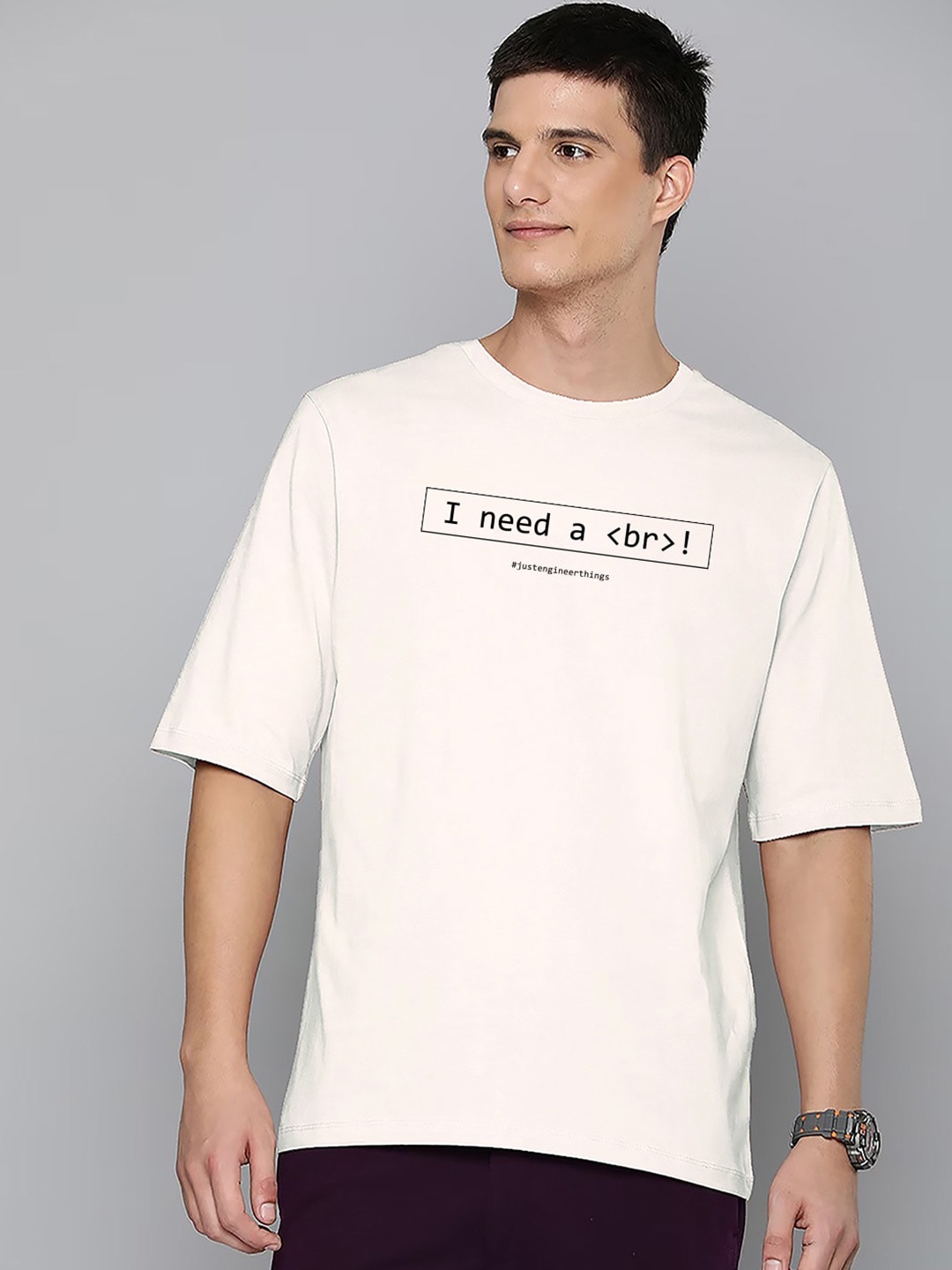 Harvard Off White Typography Printed Cotton Oversized T-shirt