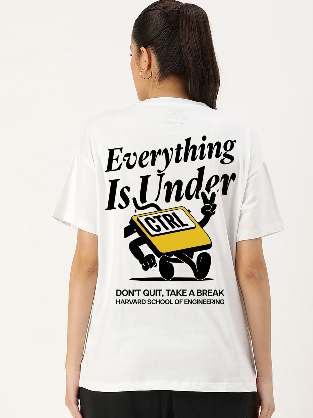 

Harvard Off White Typography Printed Drop-Shoulder Sleeves Cotton Oversized T-shirt
