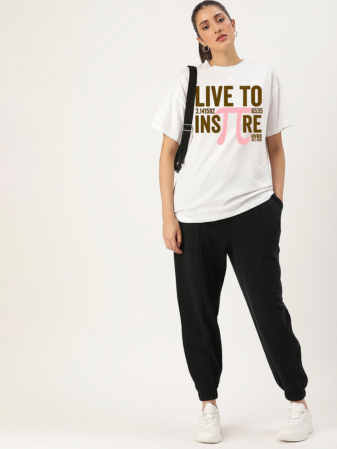 

Harvard Off White Typography Printed Drop-Shoulder Sleeves Cotton Oversized T-shirt