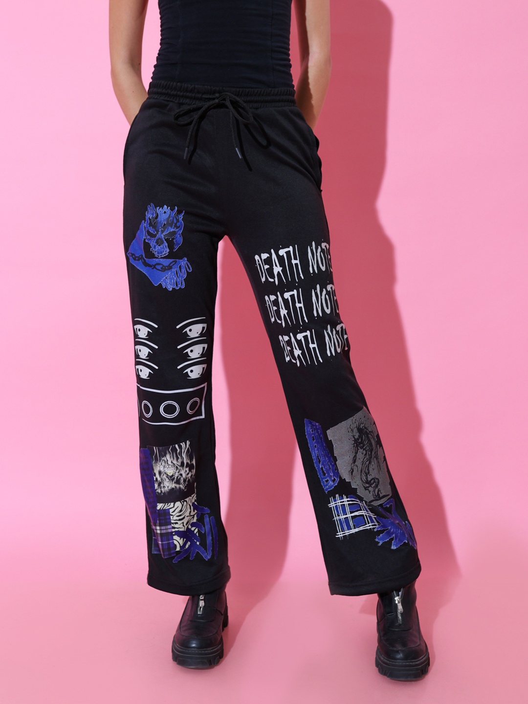 

Stylecast X Hersheinbox Women Pure Cotton Printed Joggers, Black