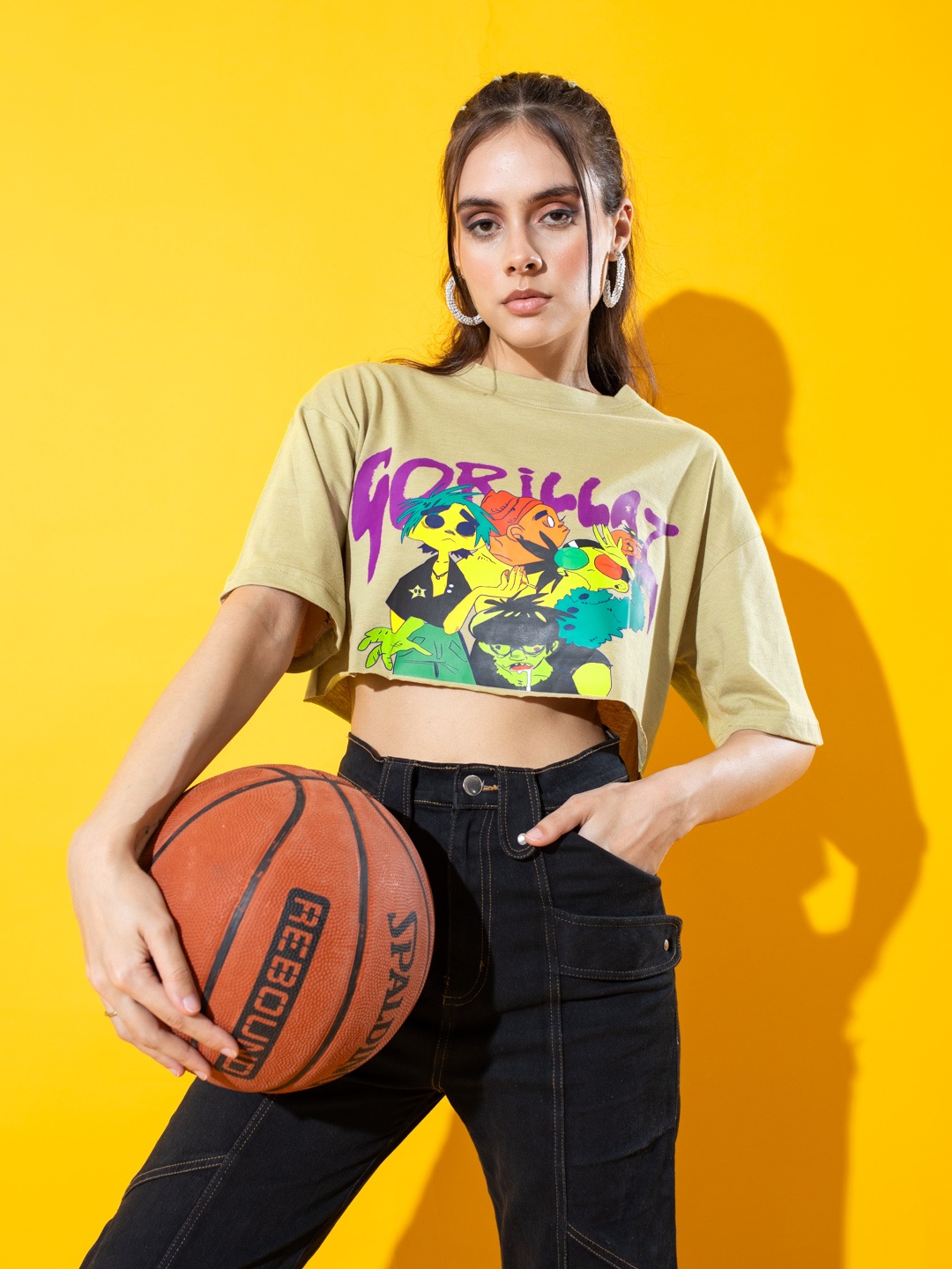 

Stylecast X Hersheinbox Graphic Printed Drop-Shoulder Sleeves Pure Cotton Boxy T-shirt, Taupe