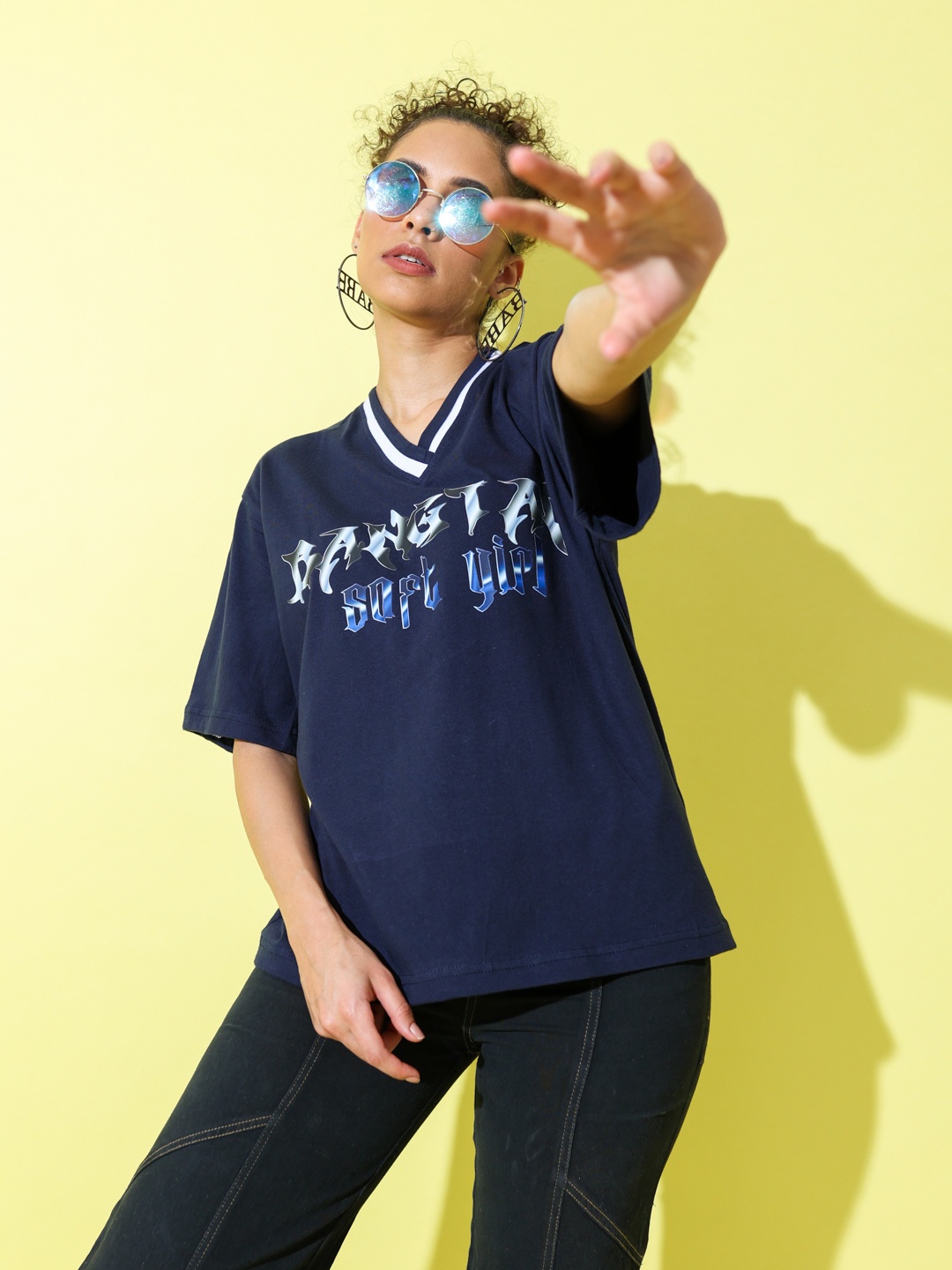 

Stylecast X Hersheinbox Women Printed Pure Cotton T-shirt, Teal