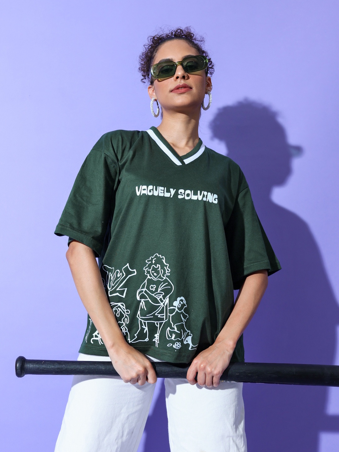 

Stylecast X Hersheinbox Women Printed Pure Cotton T-shirt, Teal
