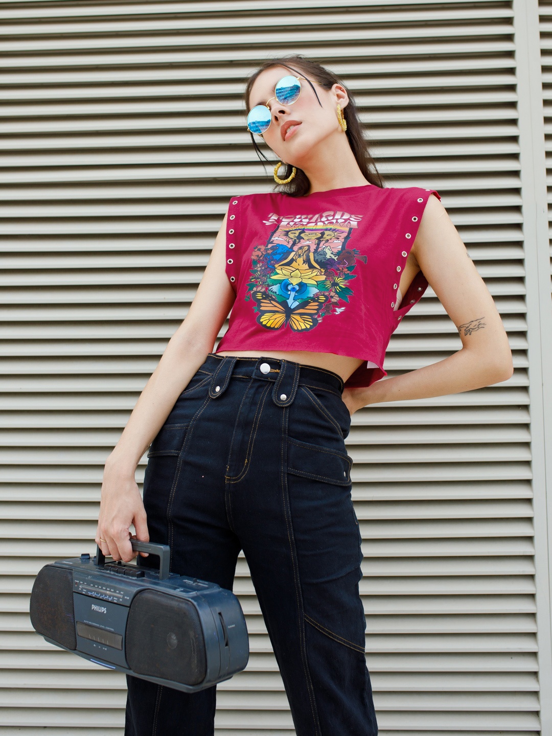 

Stylecast X Hersheinbox Printed Cotton Crop Top, Pink