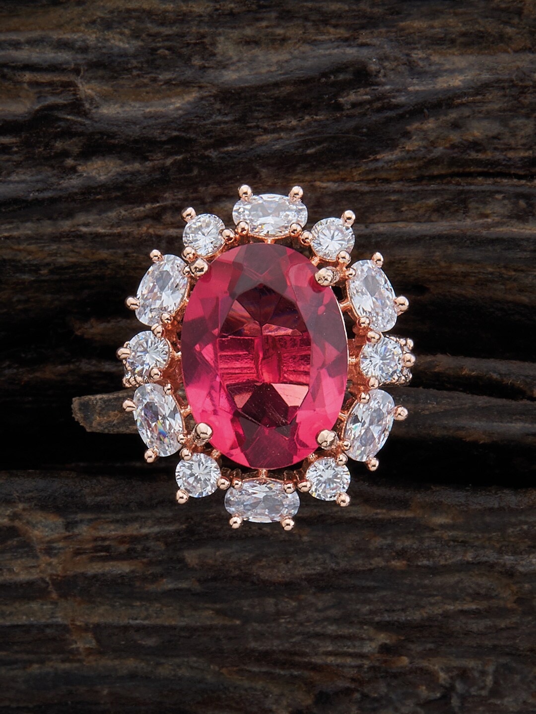 

Kushal's Fashion Jewellery Rose Gold-plated Zircon-Studded Adjustable Finger Ring
