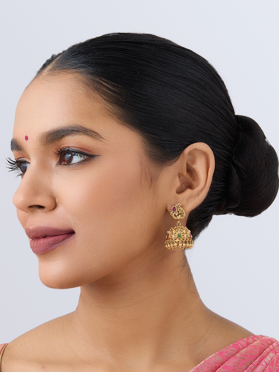 

Kushal's Fashion Jewellery Gold Plated Dome Shaped Jhumkas