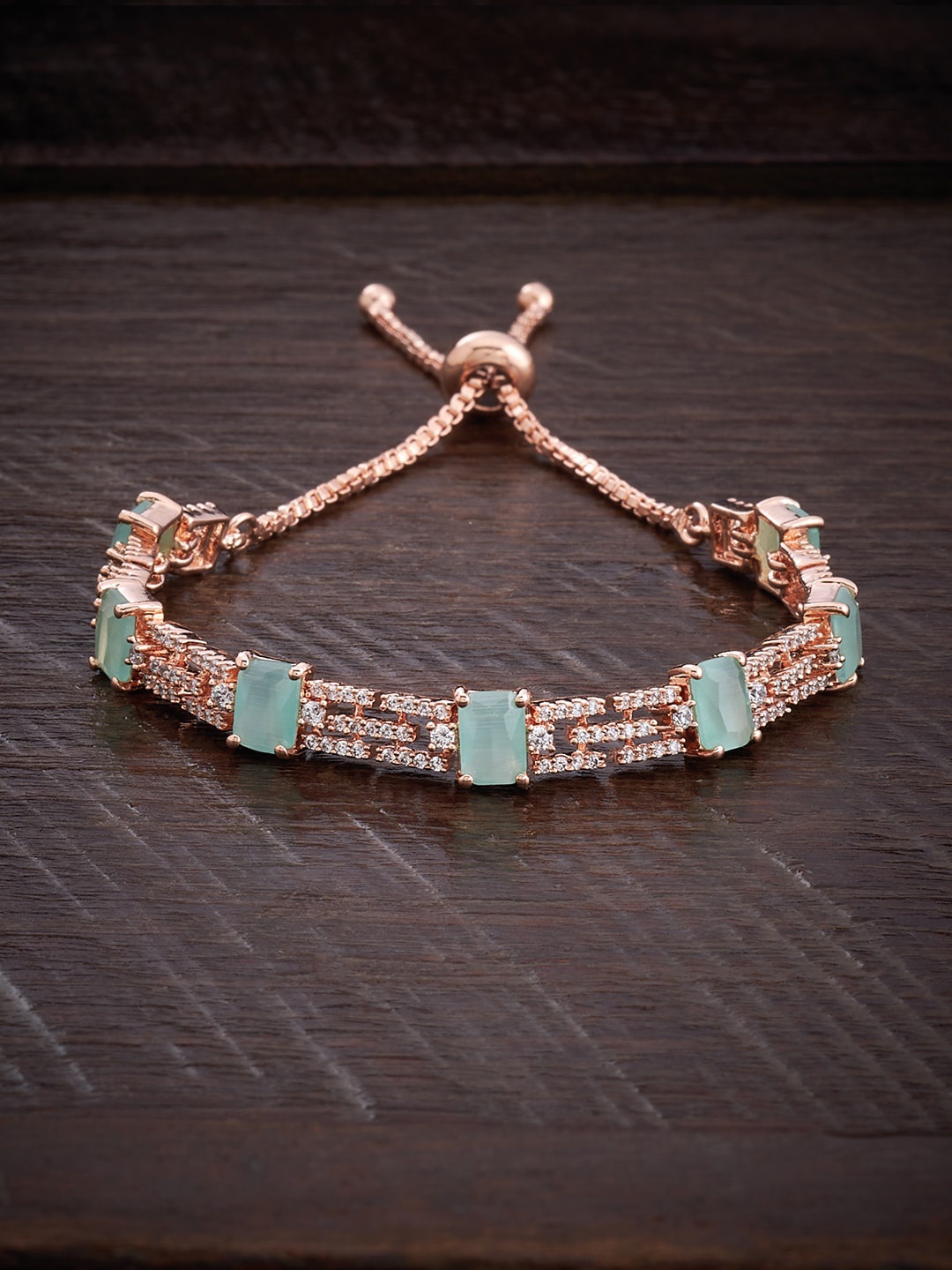 

Kushal's Fashion Jewellery Rose Gold-Plated Zircon-Studded Wraparound Bracelet