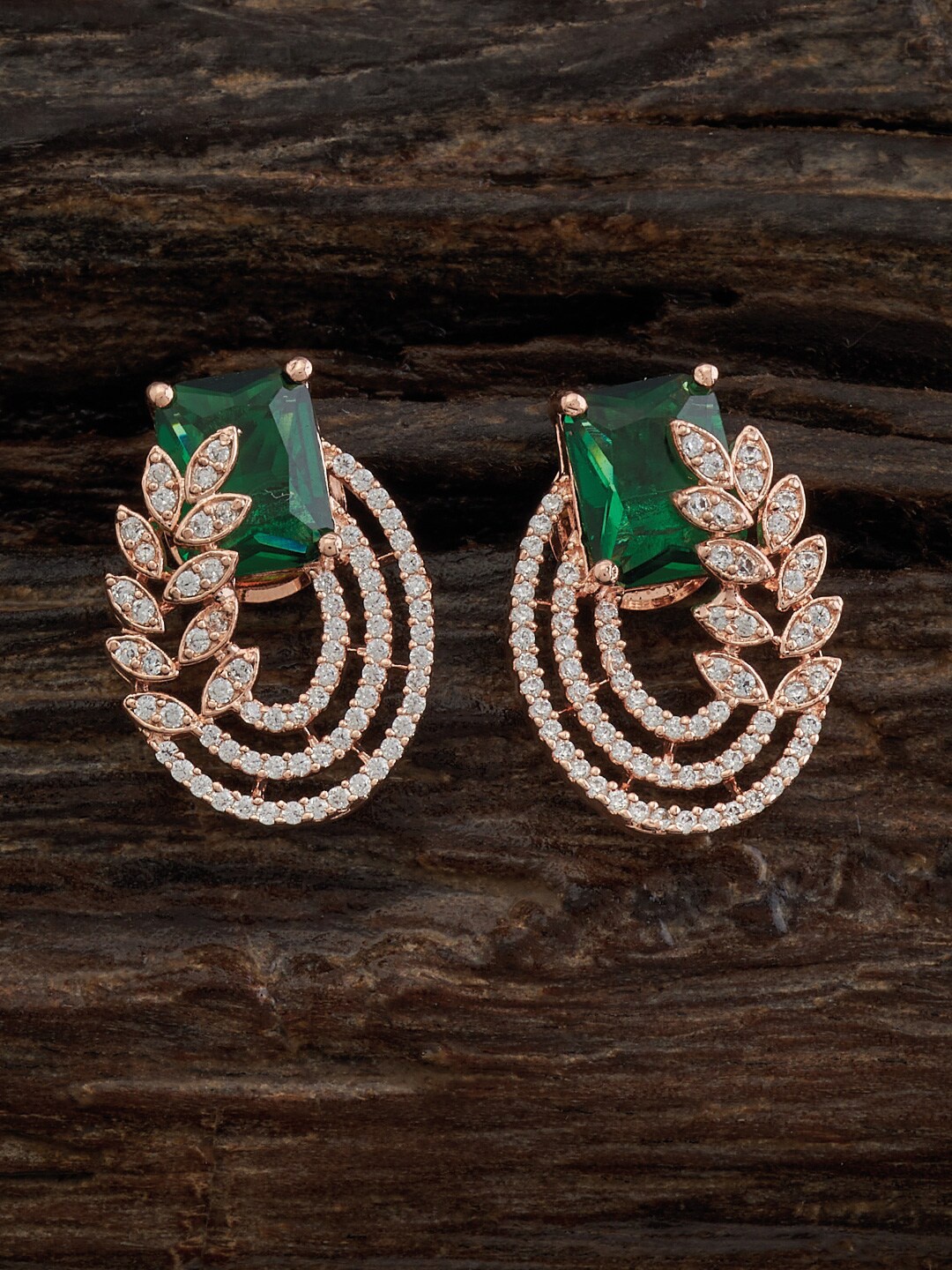 

Kushal's Fashion Jewellery Rose Gold-Plated Zircon-Studded Studs Earrings