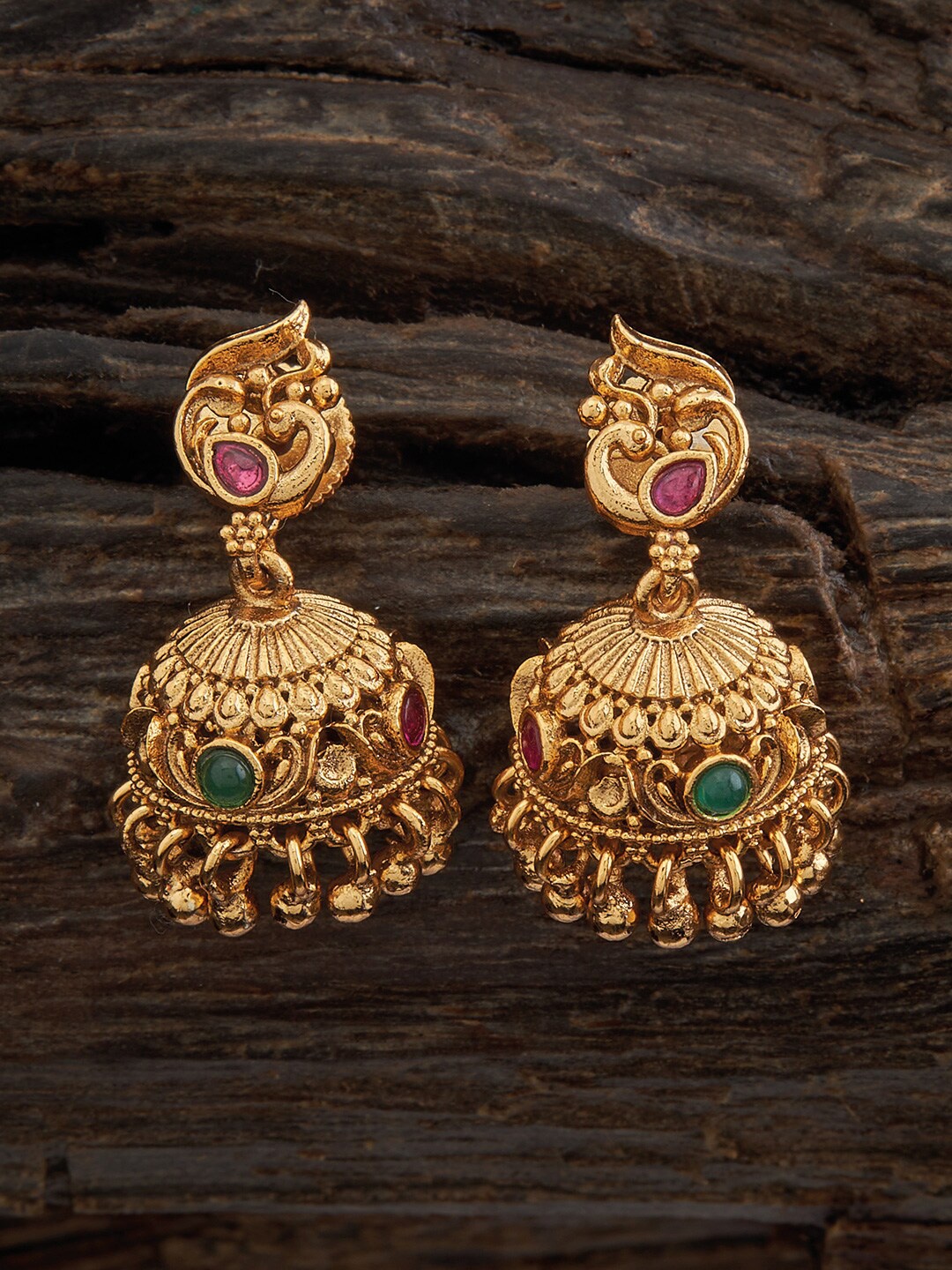 

Kushal's Fashion Jewellery Gold-Plated Dome Shaped Jhumkas