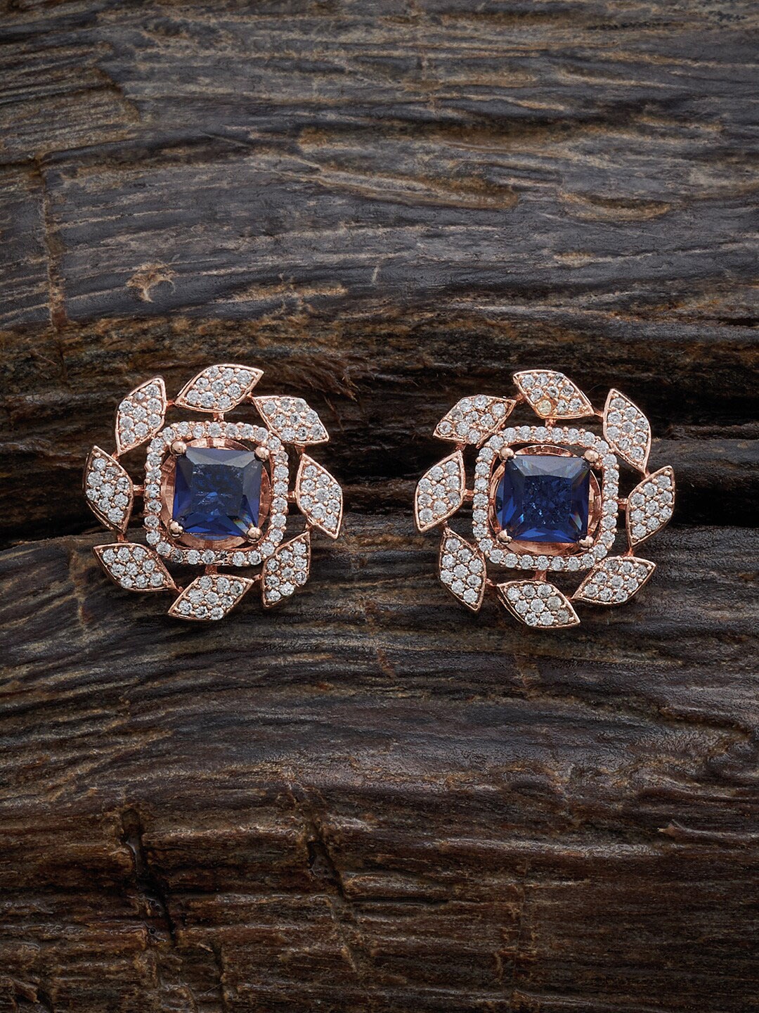 

Kushal's Fashion Jewellery Rose Gold-Plated Zircon-Studded Studs Earrings