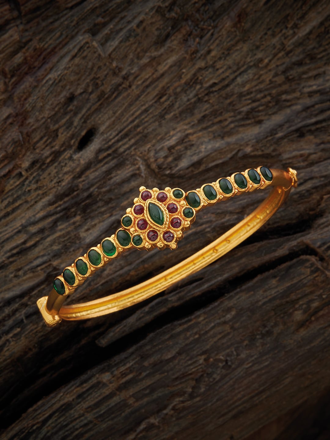 

Kushal's Fashion Jewellery Gold-Plated Stone-Studded 92.5 Pure Silver Bracelet