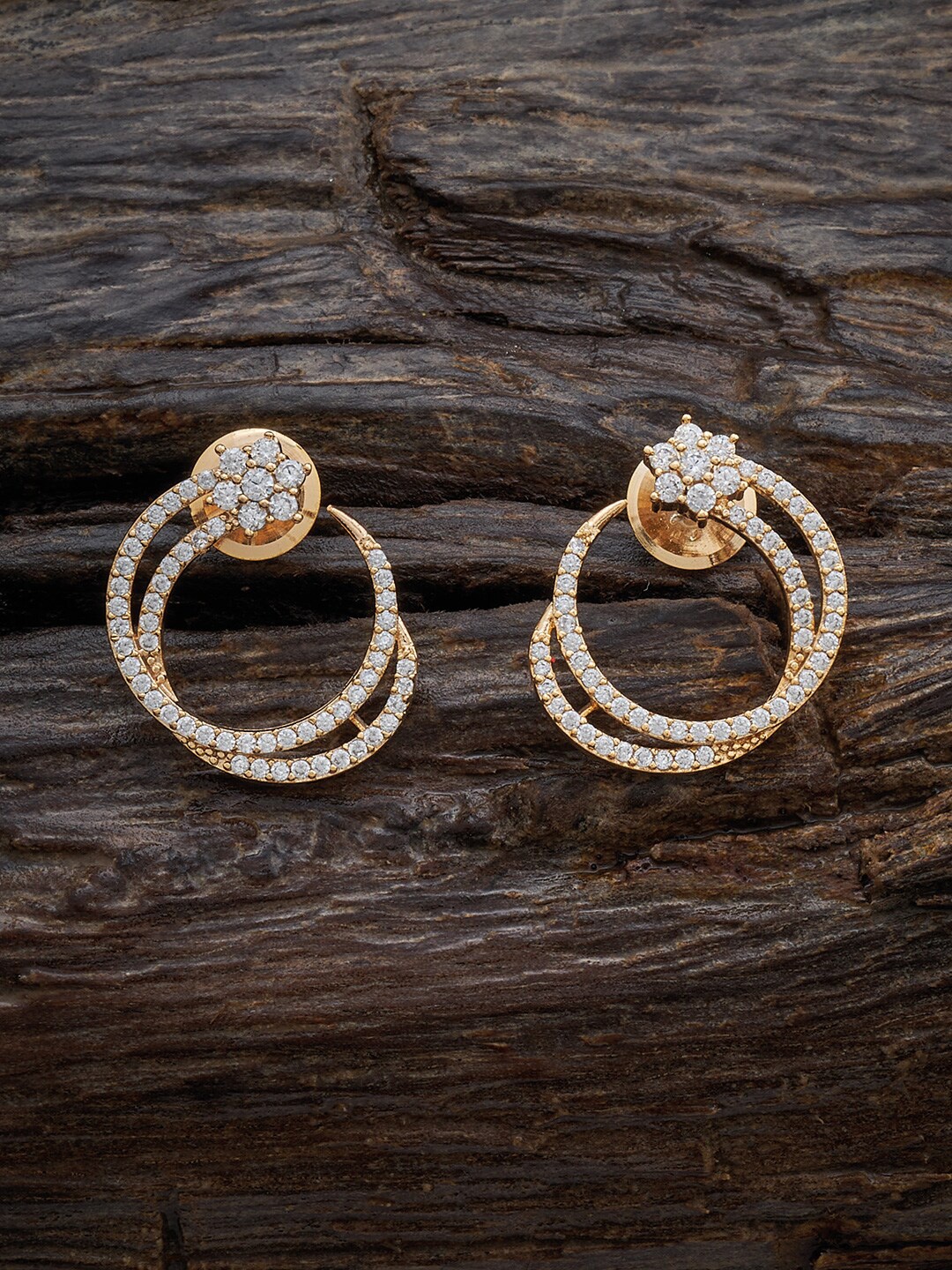 

Kushal's Fashion Jewellery Gold-Plated Cubic Zirconia Studded Classic Studs