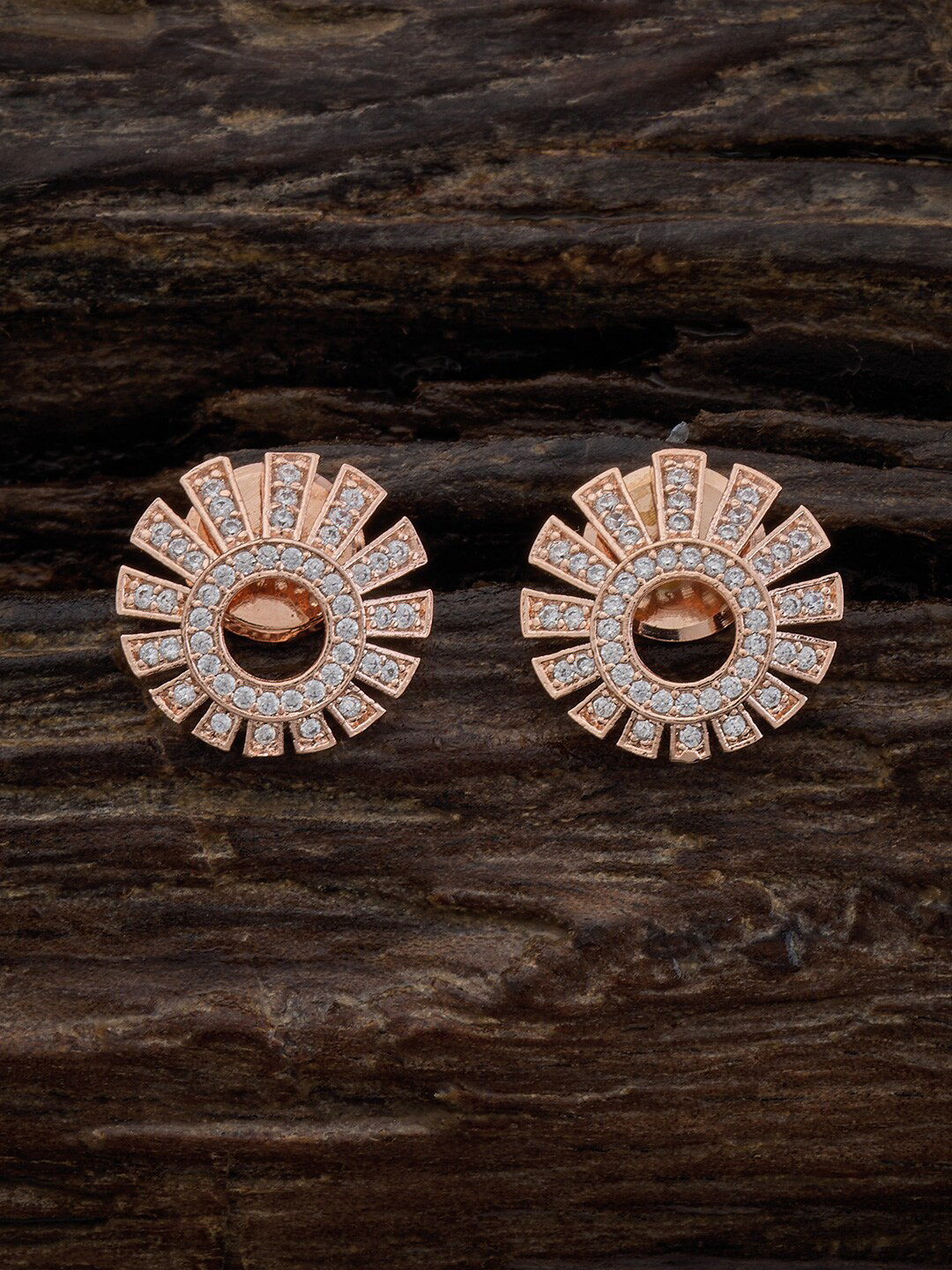 

Kushal's Fashion Jewellery Rose Gold Plated Cubic Zirconia Studded Stud Earrings