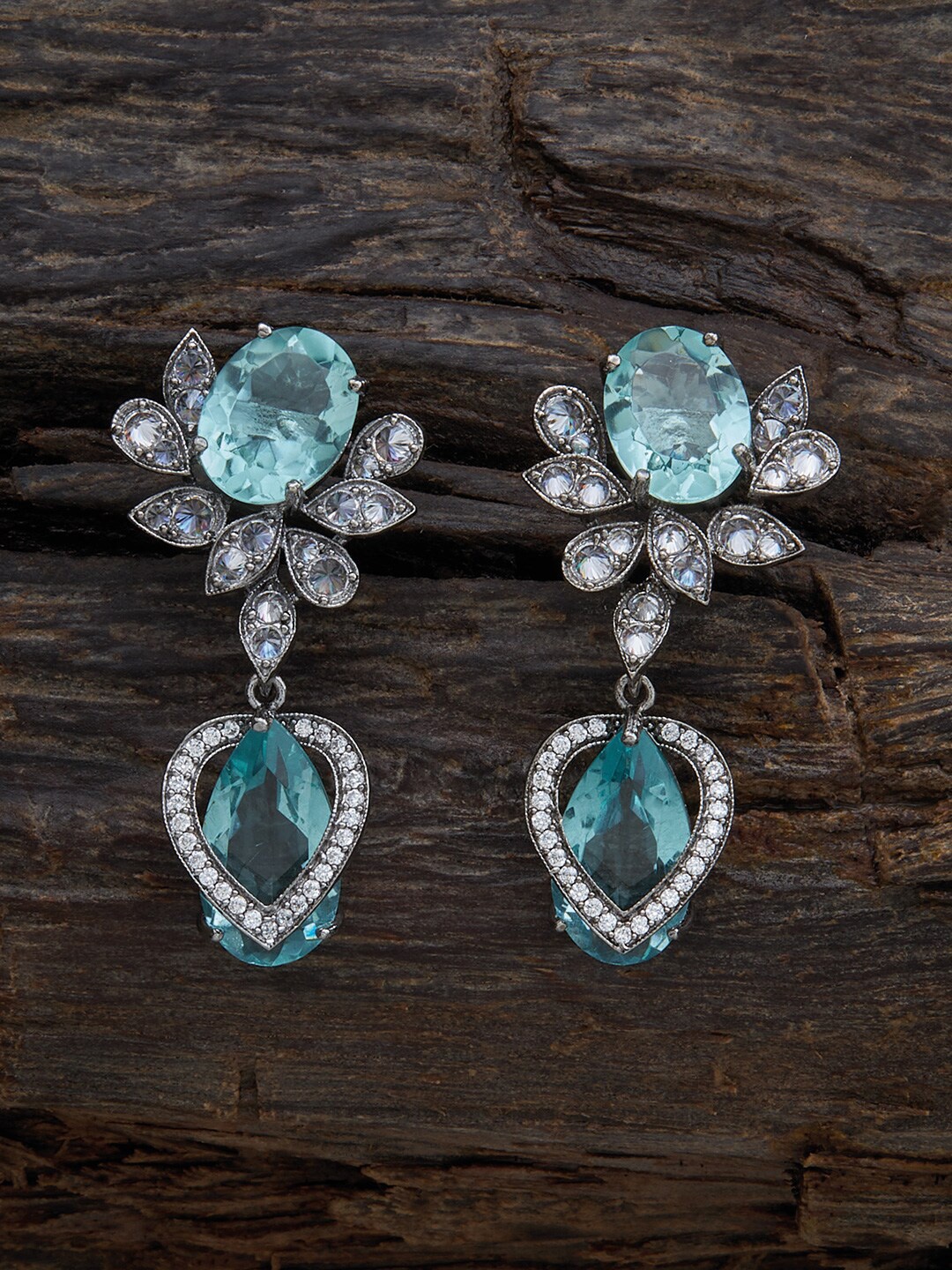 

Kushal's Fashion Jewellery Rhodium Plated Drop Earrings, Silver