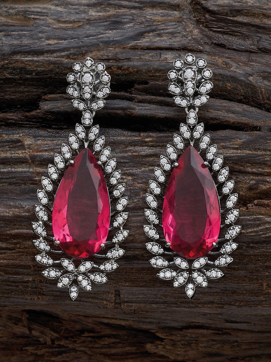 

Kushal's Fashion Jewellery Rhodium-Plated Cubic Zirconia Classic Drop Earrings, Silver