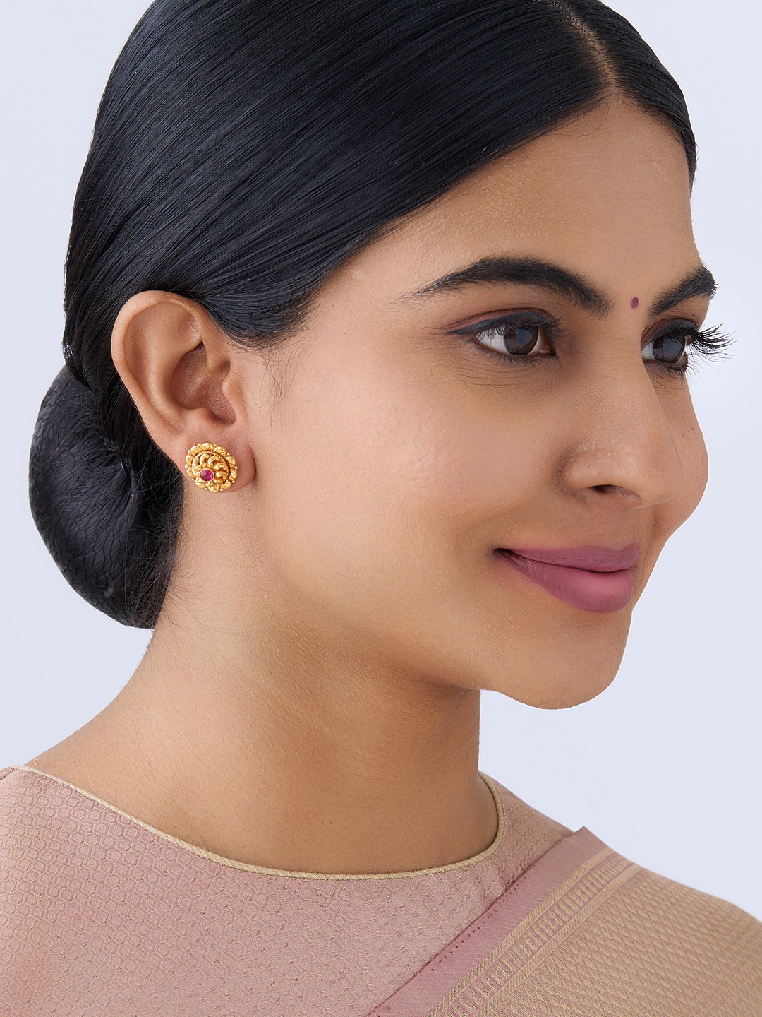 

Kushal's Fashion Jewellery 92.5 Pure Silver Gold-Plated Classic Studs Earrings