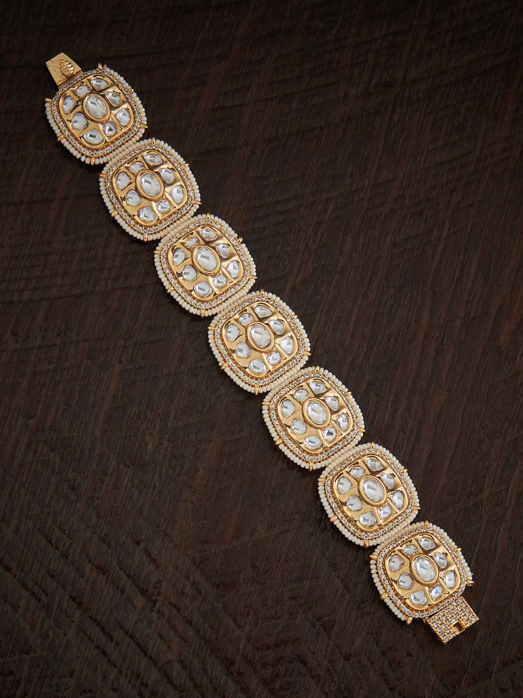 

Kushal's Fashion Jewellery Kundan Wraparound Bracelet, Gold