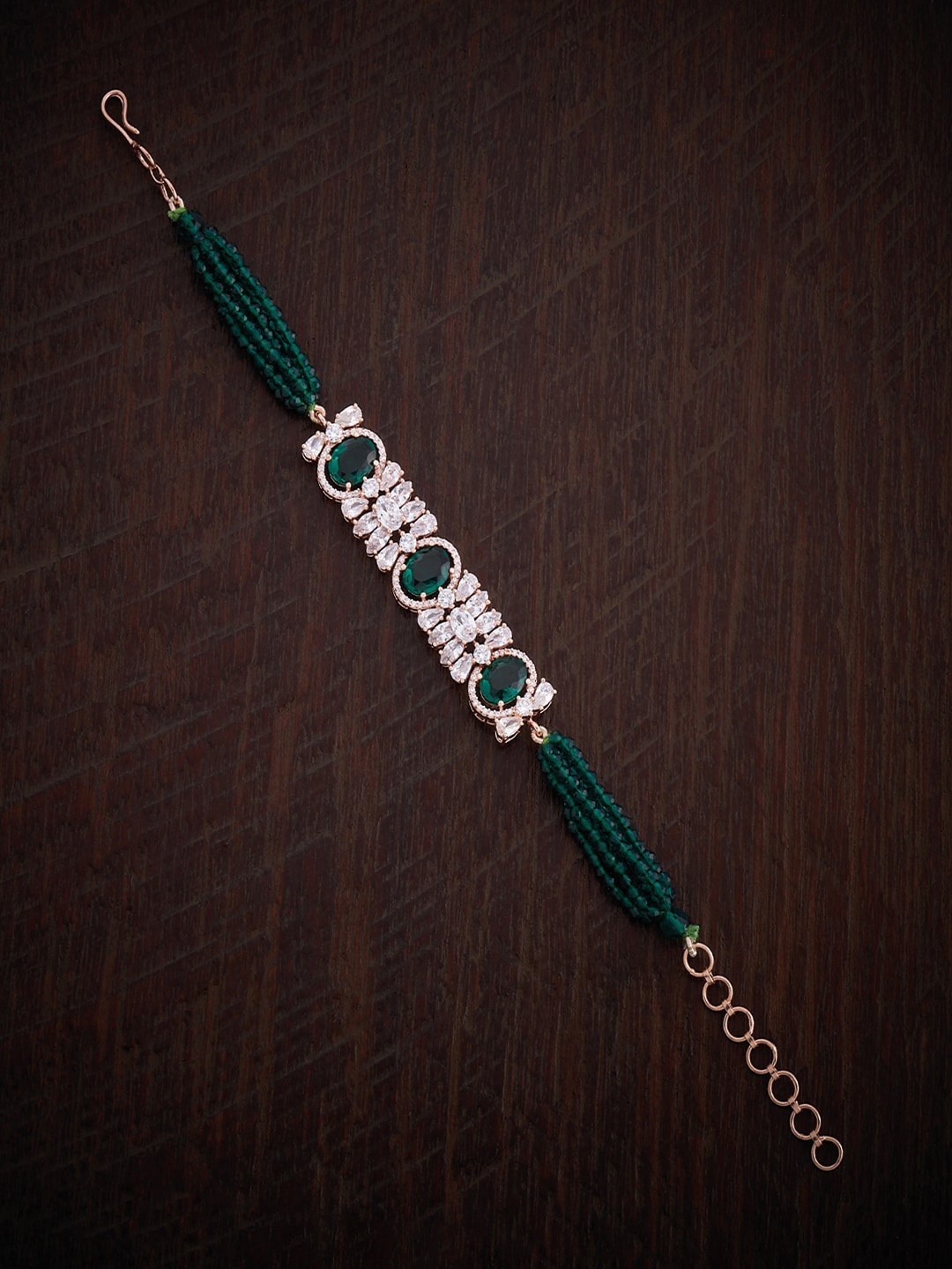 

Kushal's Fashion Jewellery Rose Gold-Plated Zircon-Studded Link Bracelet