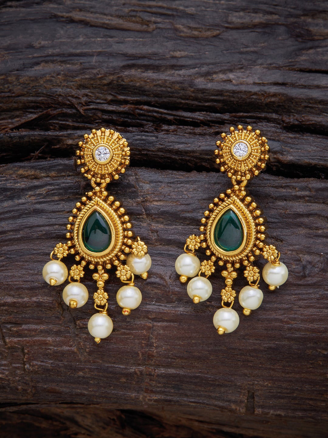 

Kushal's Fashion Jewellery Gold-Plated Teardrop Shaped Drop Earrings