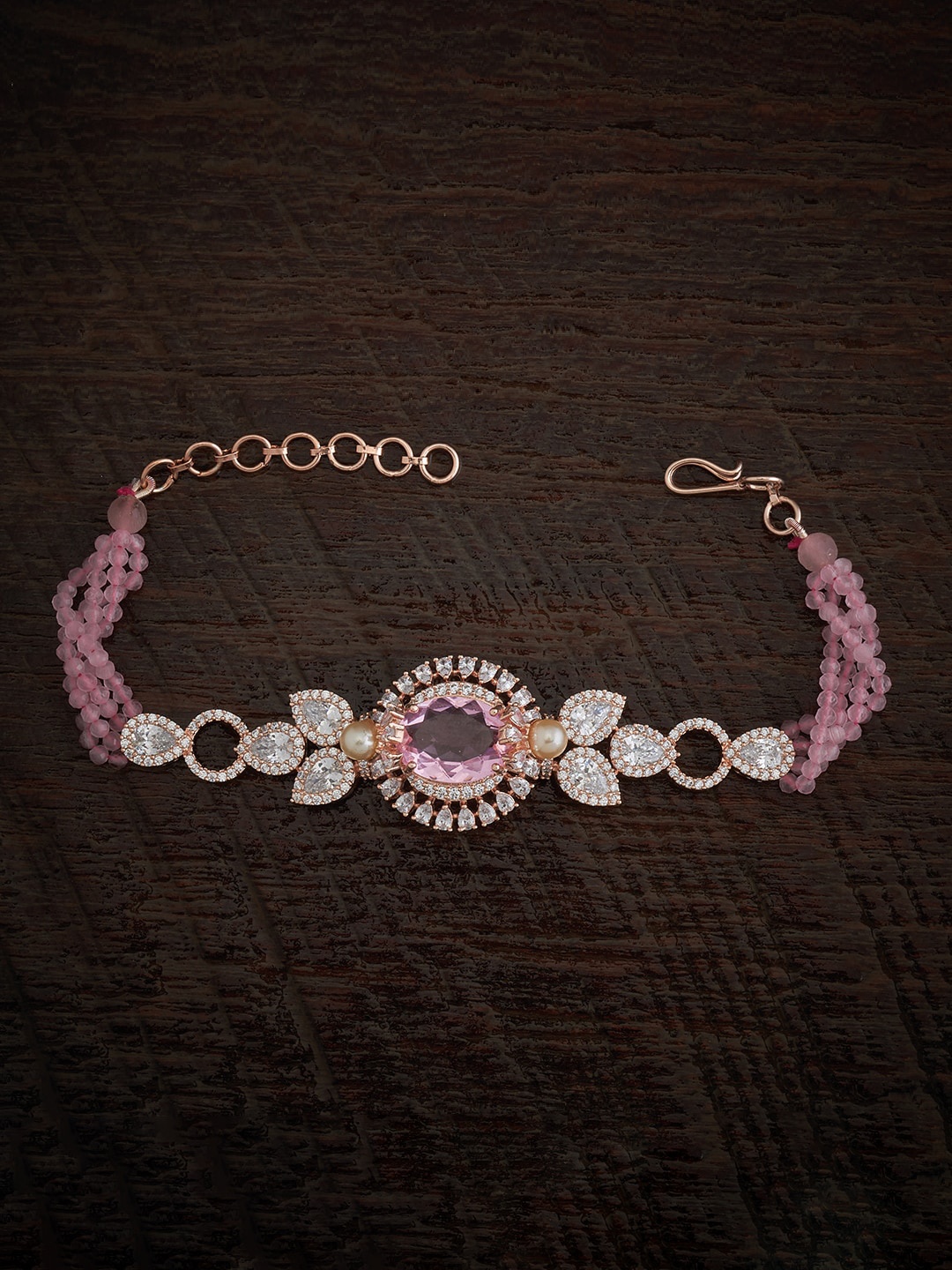 

Kushal's Fashion Jewellery Cubic Zirconia Rose Gold-Plated Armlet Bracelet
