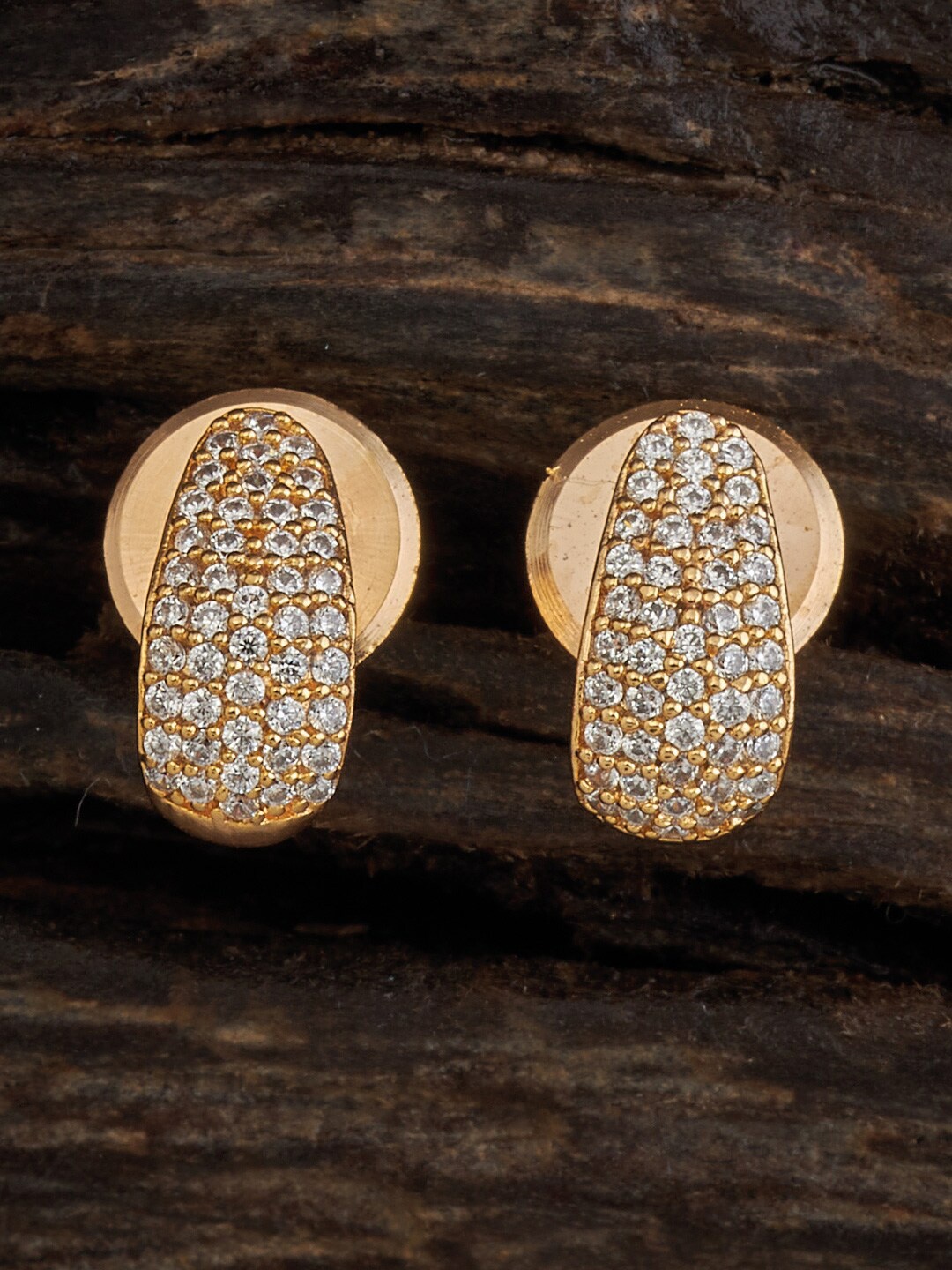 

Kushal's Fashion Jewellery Gold-Plated Classic CZ-Studded Studs Earrings