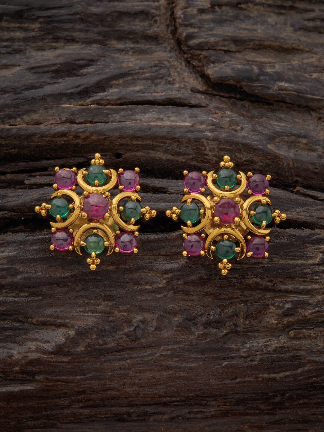 

Kushal's Fashion Jewellery Gold-Plated Circular Studs Earrings