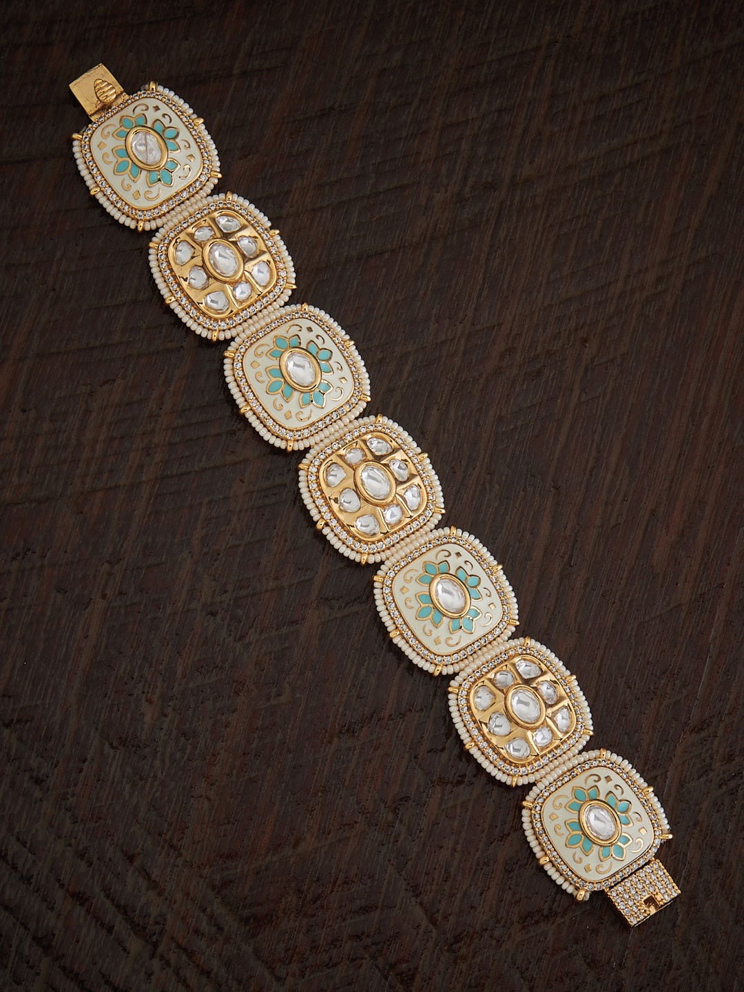 

Kushal's Fashion Jewellery Kundan Link Bracelet, Gold