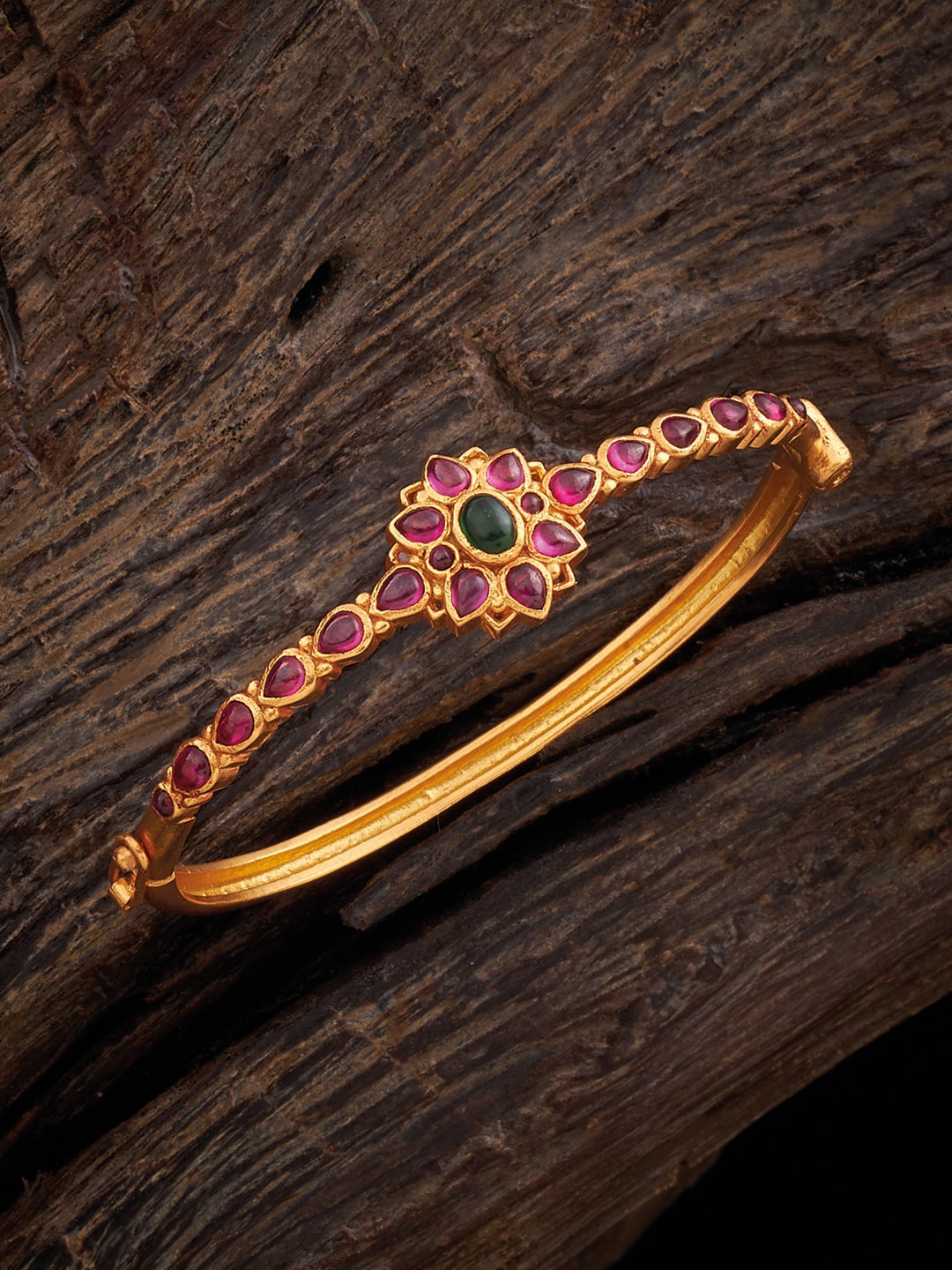 

Kushal's Fashion Jewellery Silver Temple Gold-Plated Bangle-Style Bracelet